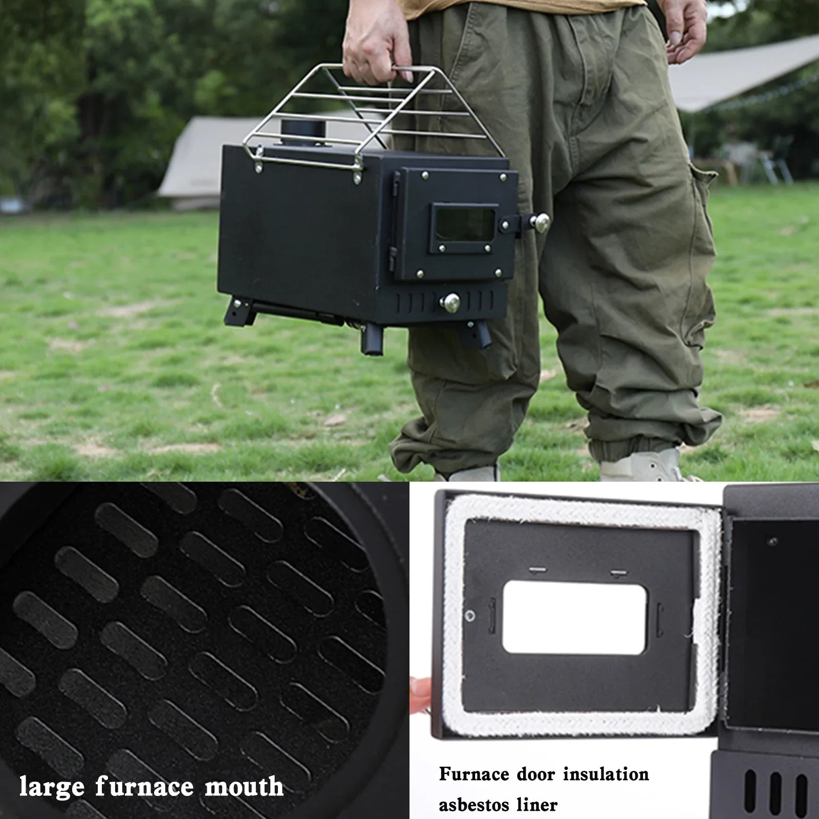 Poêle à bois de camping portatif extérieur de tente avec le tuyau pour la cuisson de tente