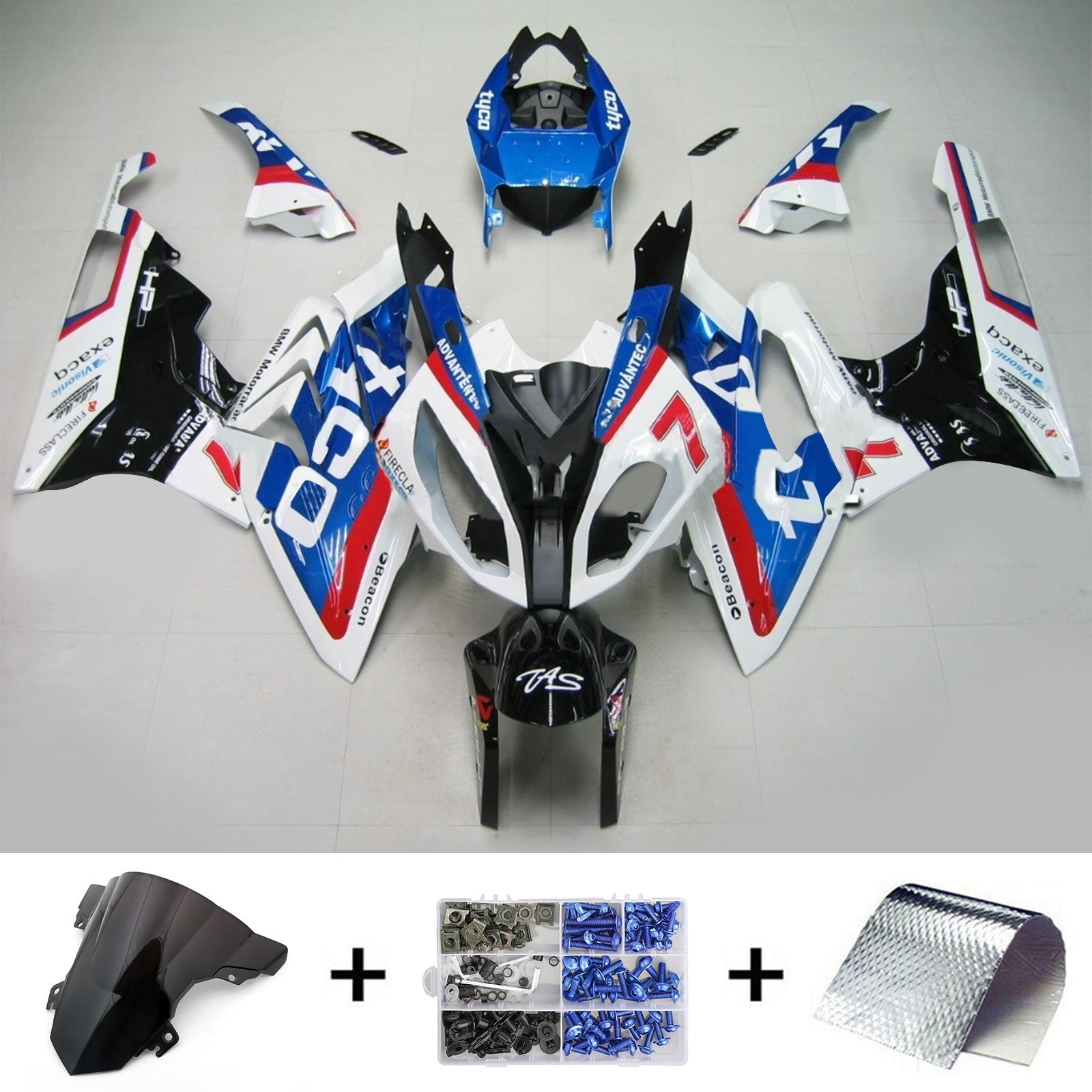 Kit de carenado de inyección de carrocería de plástico ABS genérico para BMW S1000RR 2015-2016