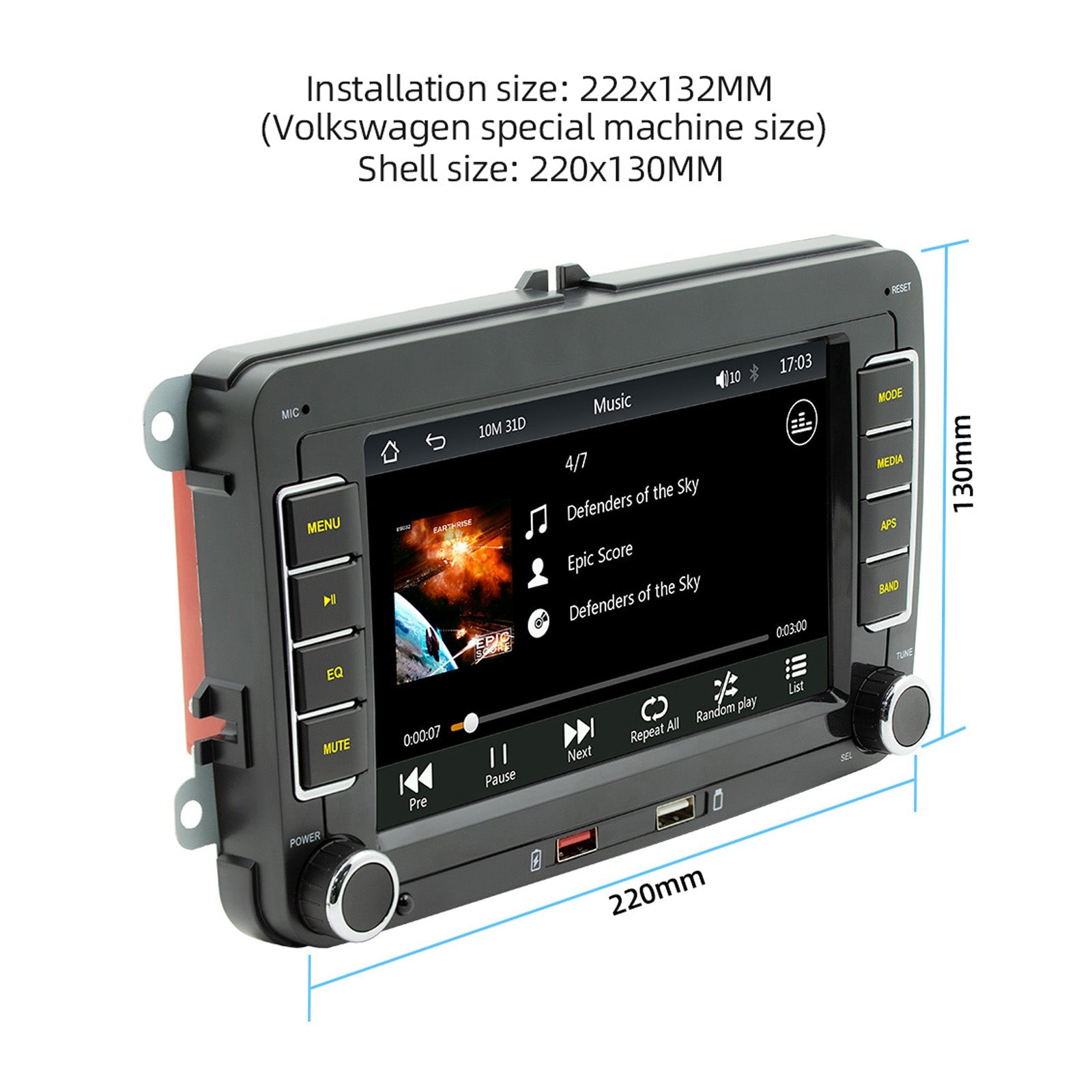 7 "Volkswagen Coche Bluetooth Radio Coche Reproductor MP5 Inalámbrico Carplay + 4 Cámara LED