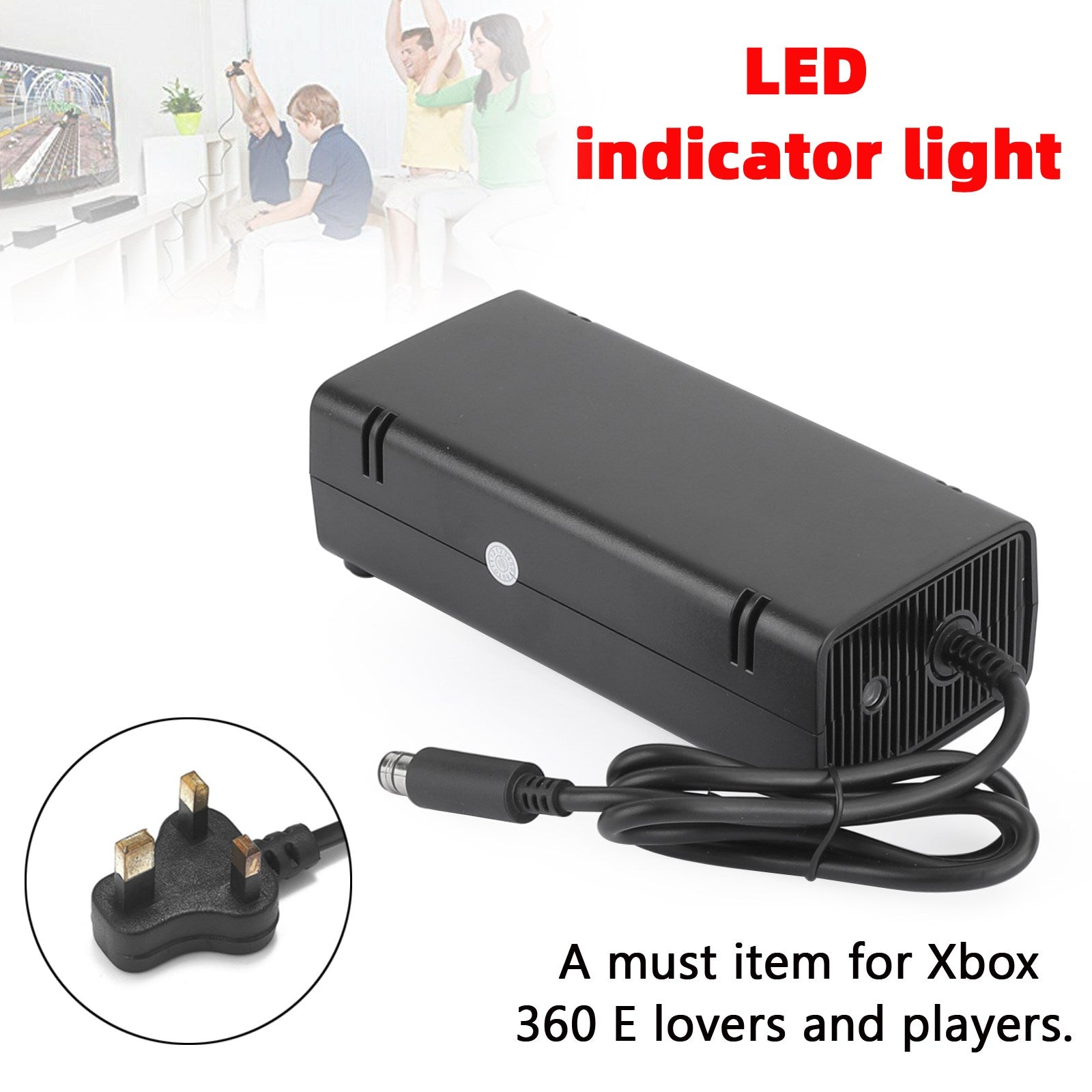 Brique Mandaur Corder Corder Crose Card Noir 115W Cavo di alimentazione Adattato per Xbox 360 E Console