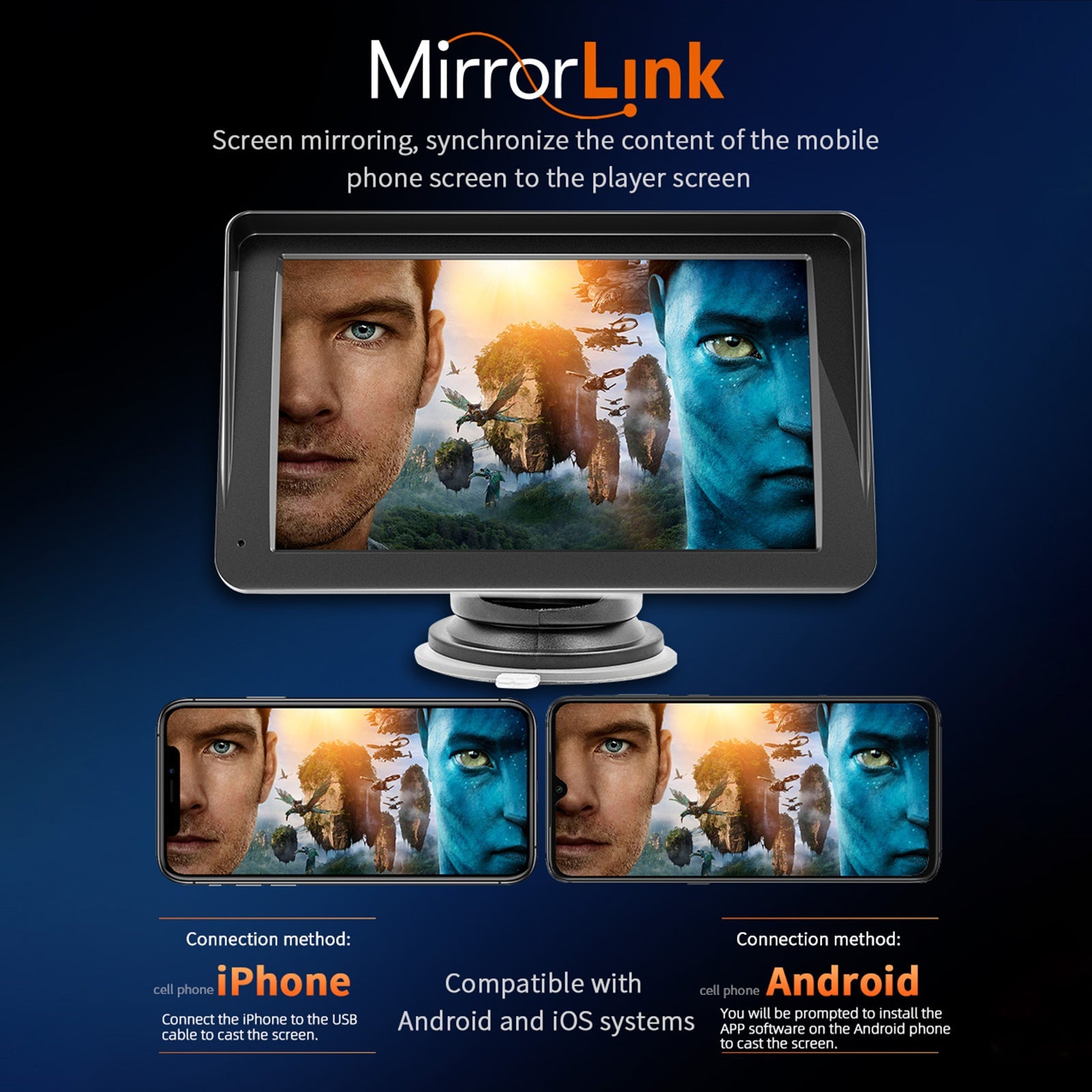 7 "Draadloze Carplay Auto MP5 Multimediaspeler Bluetooth Zonnescherm Afstandsbediening