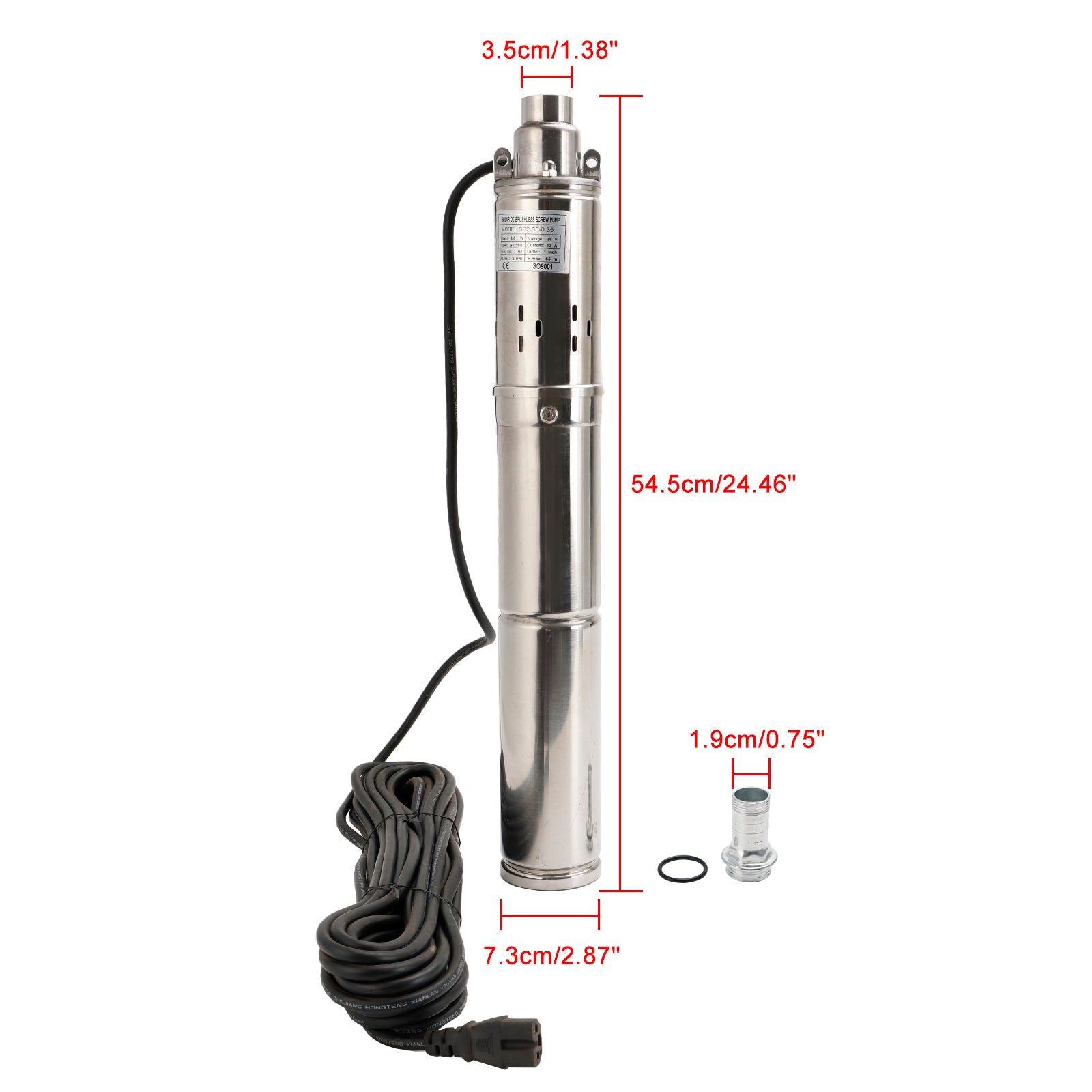 Pompa sommergibile solare per acqua profonda da 3" 24V 350W con MPPT integrato