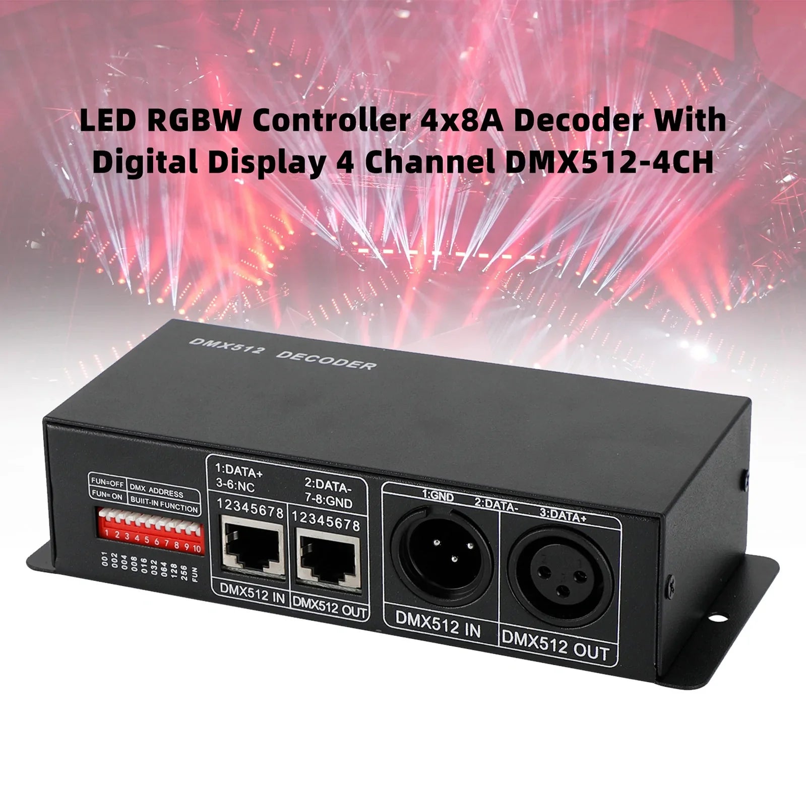 RGBW Controller 4x8A LED-decoder met digitaal display 4 kanalen DMX512-4CH