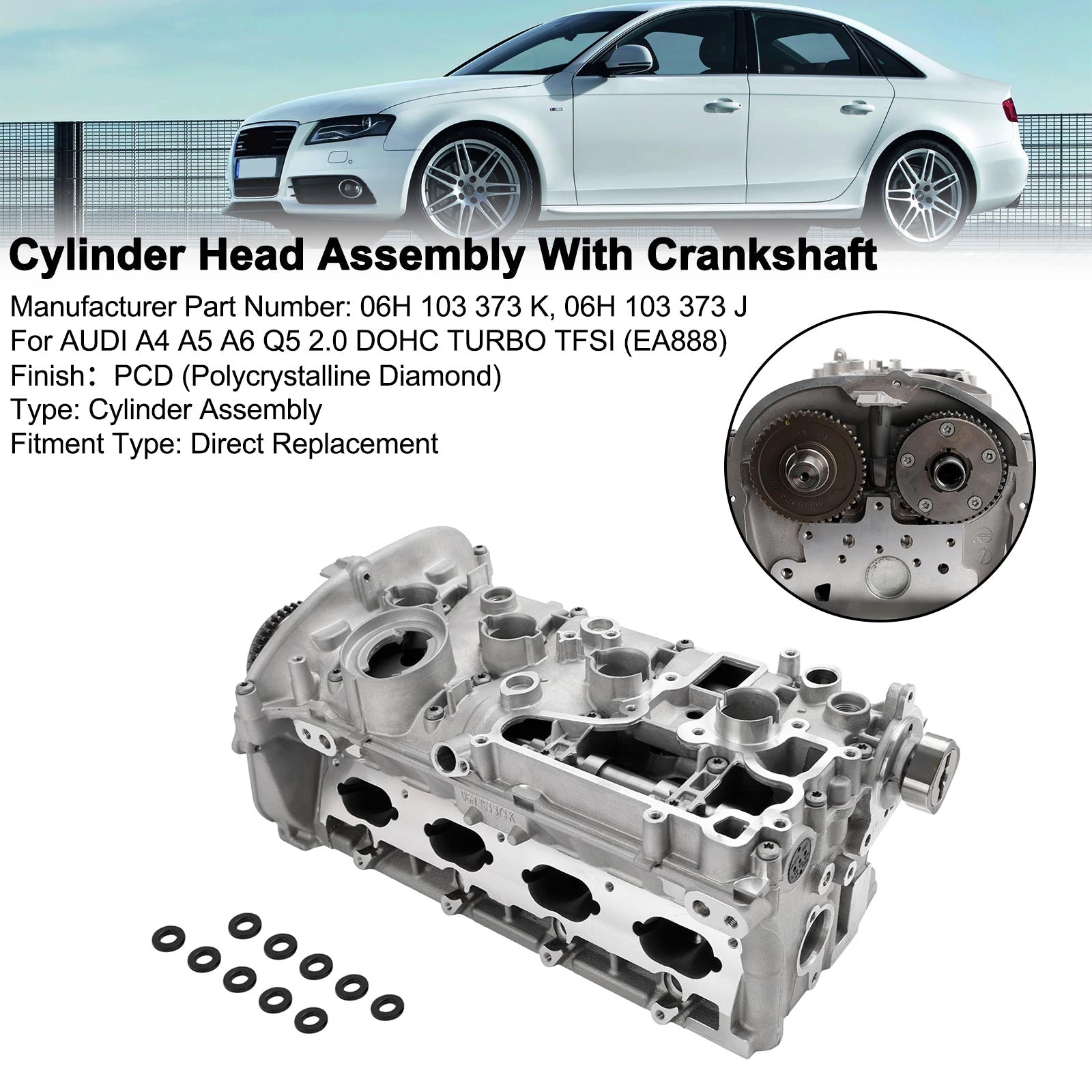 Sylinterikannen kampiakseli 06H103373J varten AUDI A4 A5 A6 Q5 2.0 DOHC TFSI (EA888)