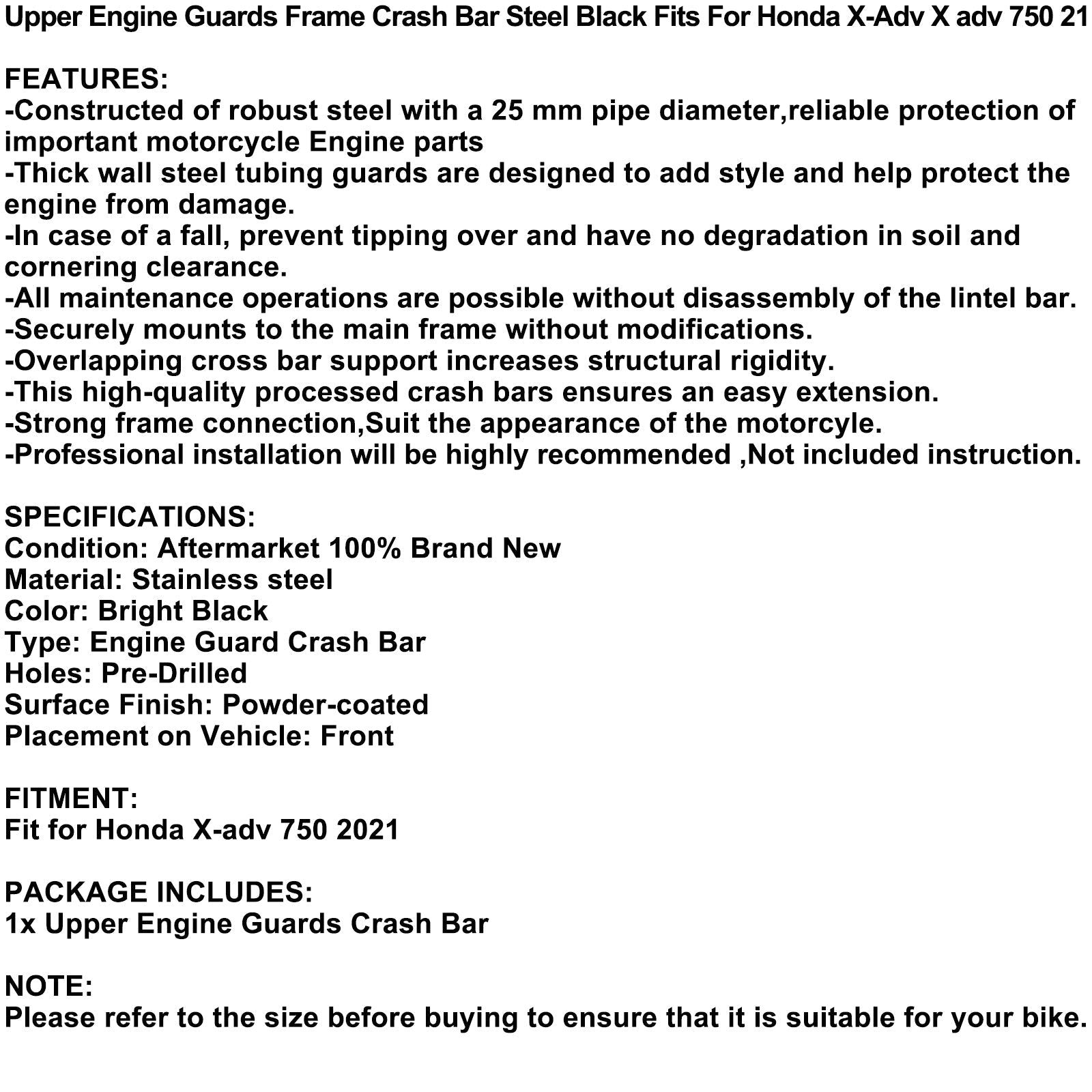 Rama górna osłony silnika ze stali srebrnej do Hondy X-Adv X Adv 750 21 Generic