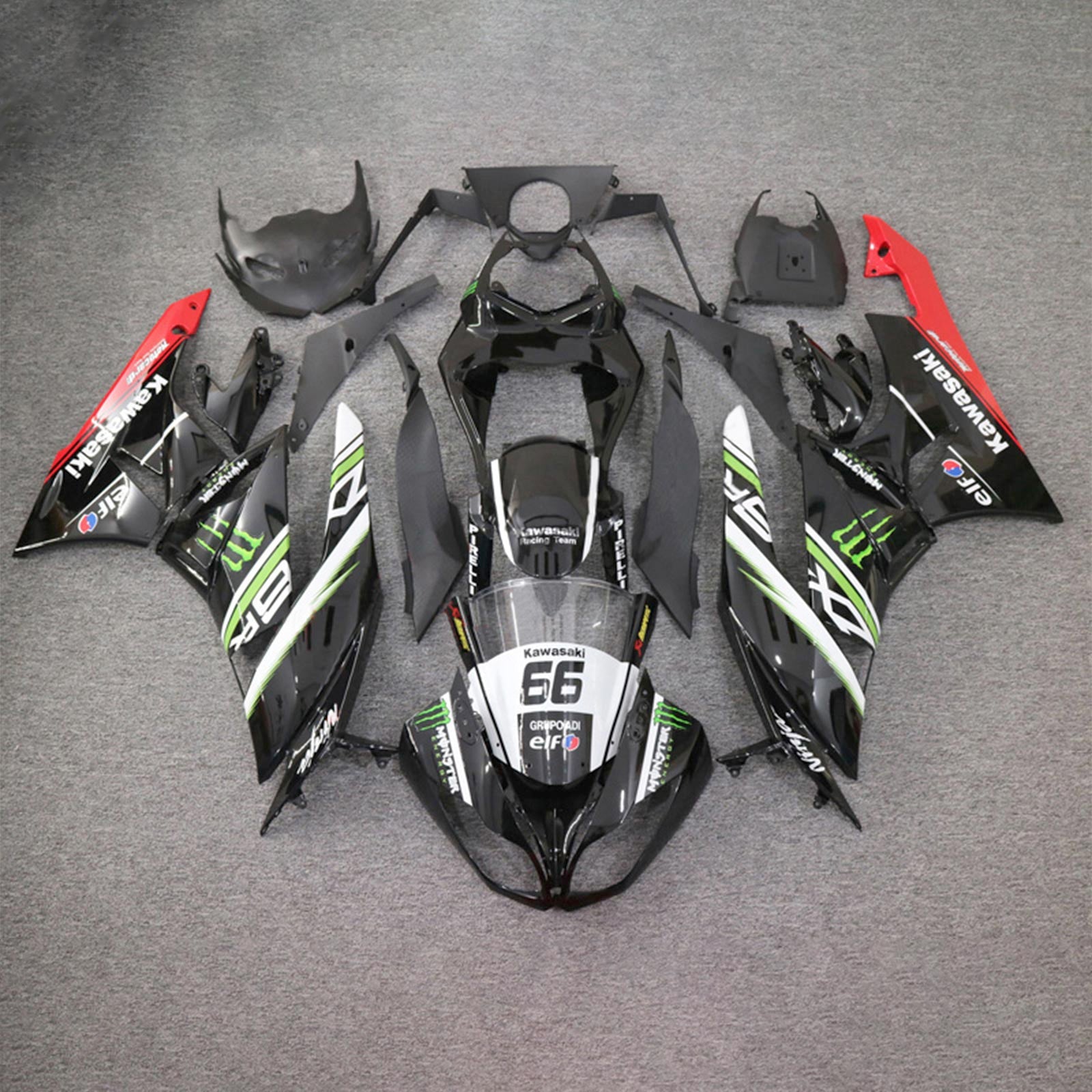 Amotopart Kawasaki ZX6R 636 2009-2012 Kit Carroserie Plastic ABS