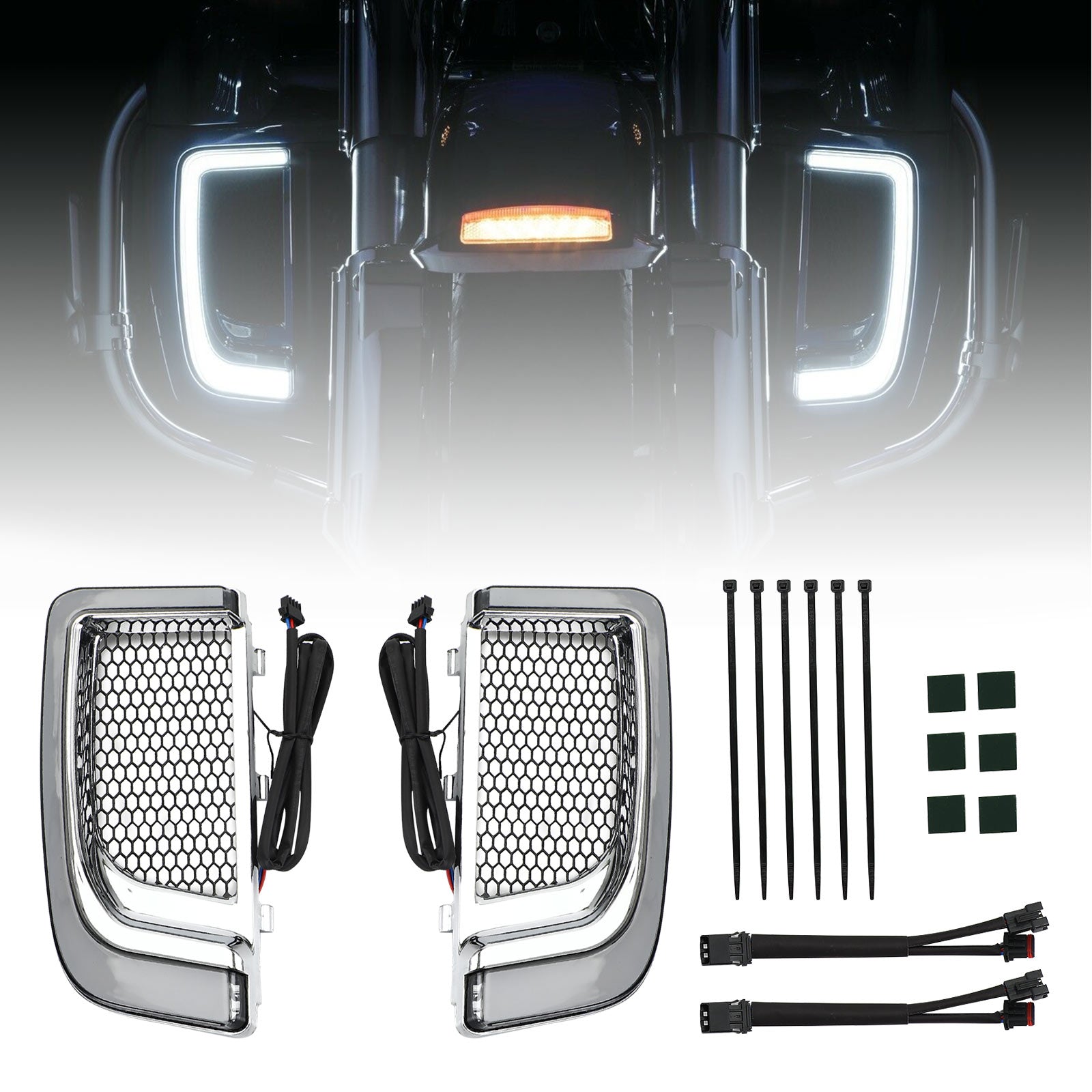 LED Tracer Lower Grids Lower Grids Lights voor elektra flh/t road glide generiek