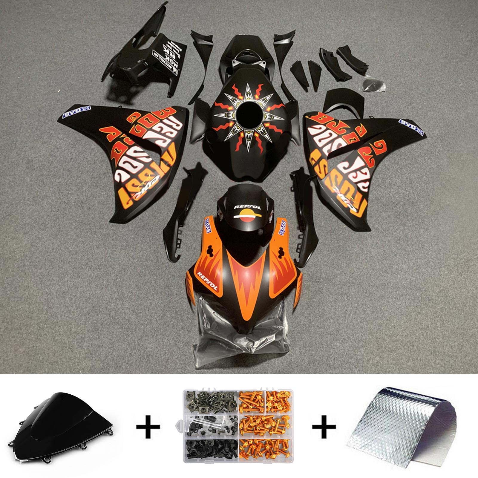 Amotopart Honda CBR1000RR 2008-2011 Kit Carrosserie Plastic Abs
