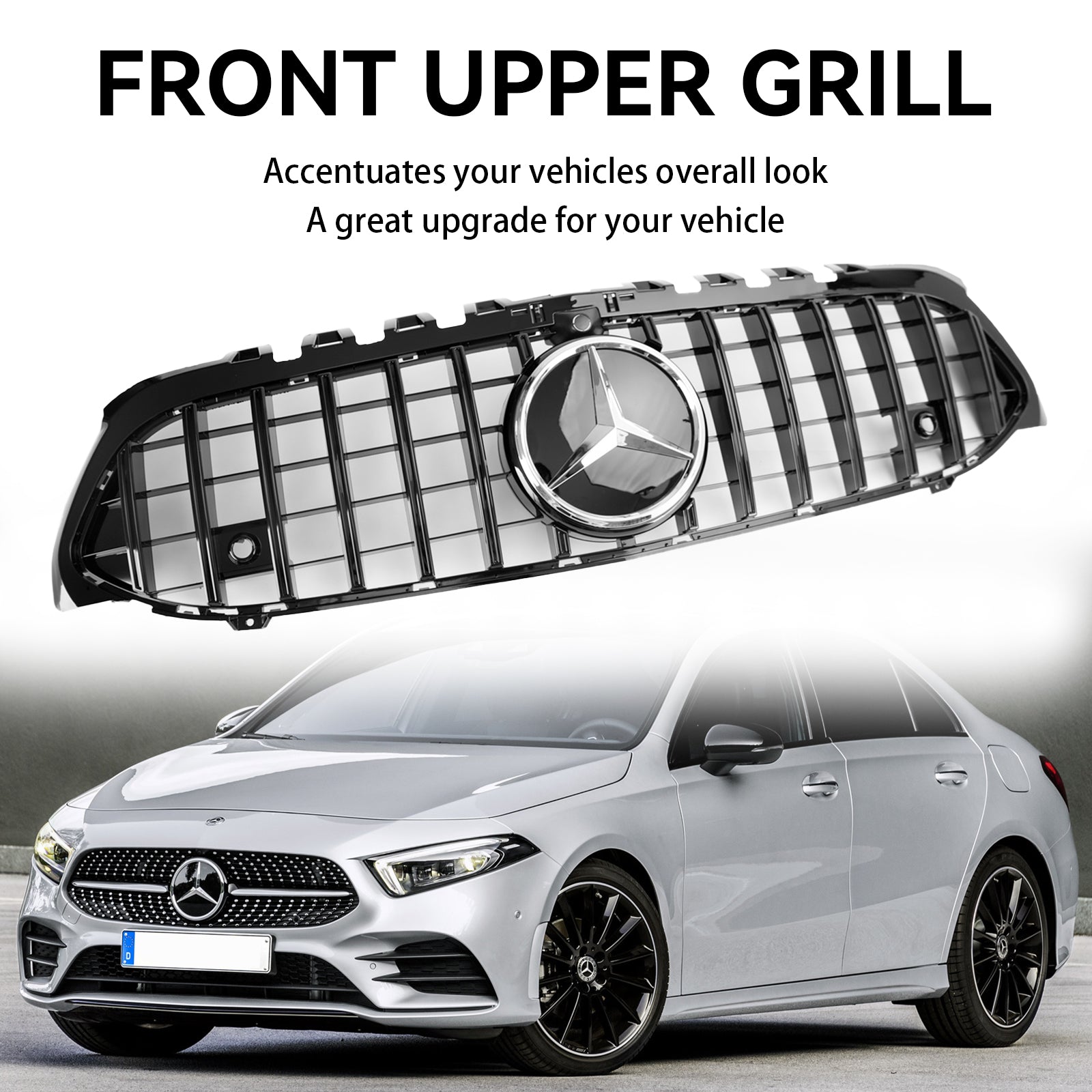 Grille de pare-chocs avant Mercedes Benz Classe A W177 2019-2021 Style GT Noir