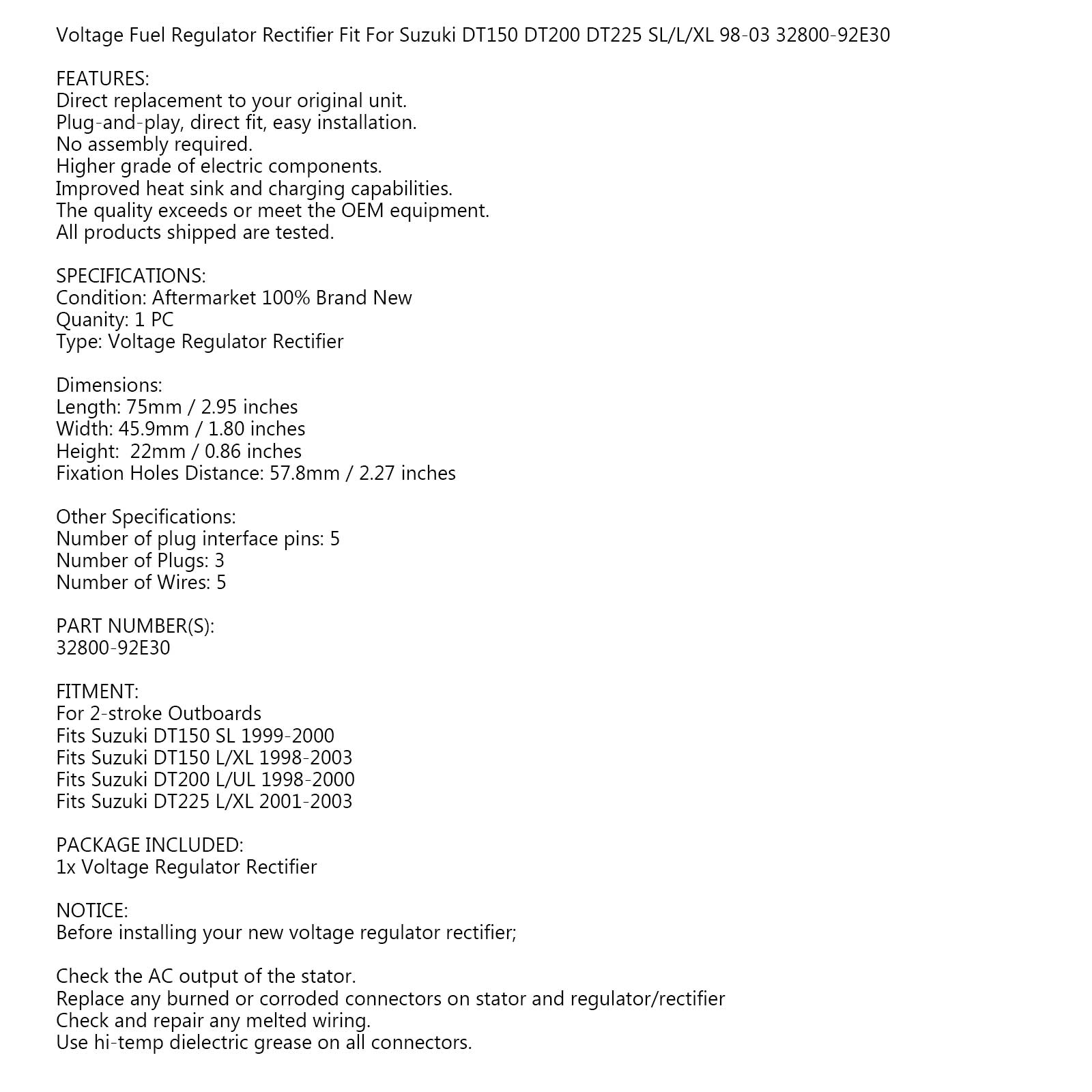 Regulator pompy paliwa dla Suzuki Marine 1998-2003 DT 150 200 225 km silnik zaburtowy ogólny