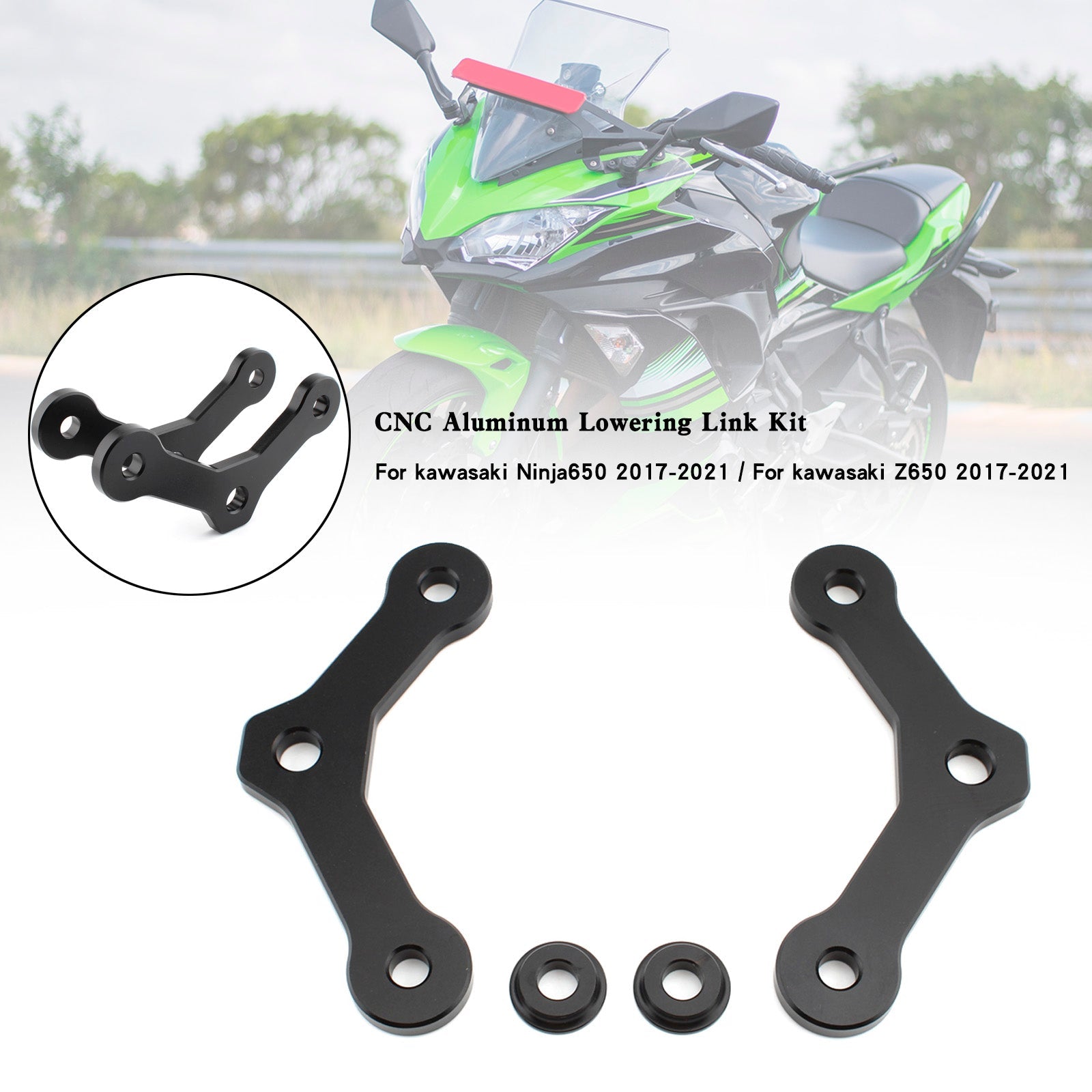 20 mm Kawasaki Ninja650 Z650 2017-2021 CNC aluminium verlagingsset