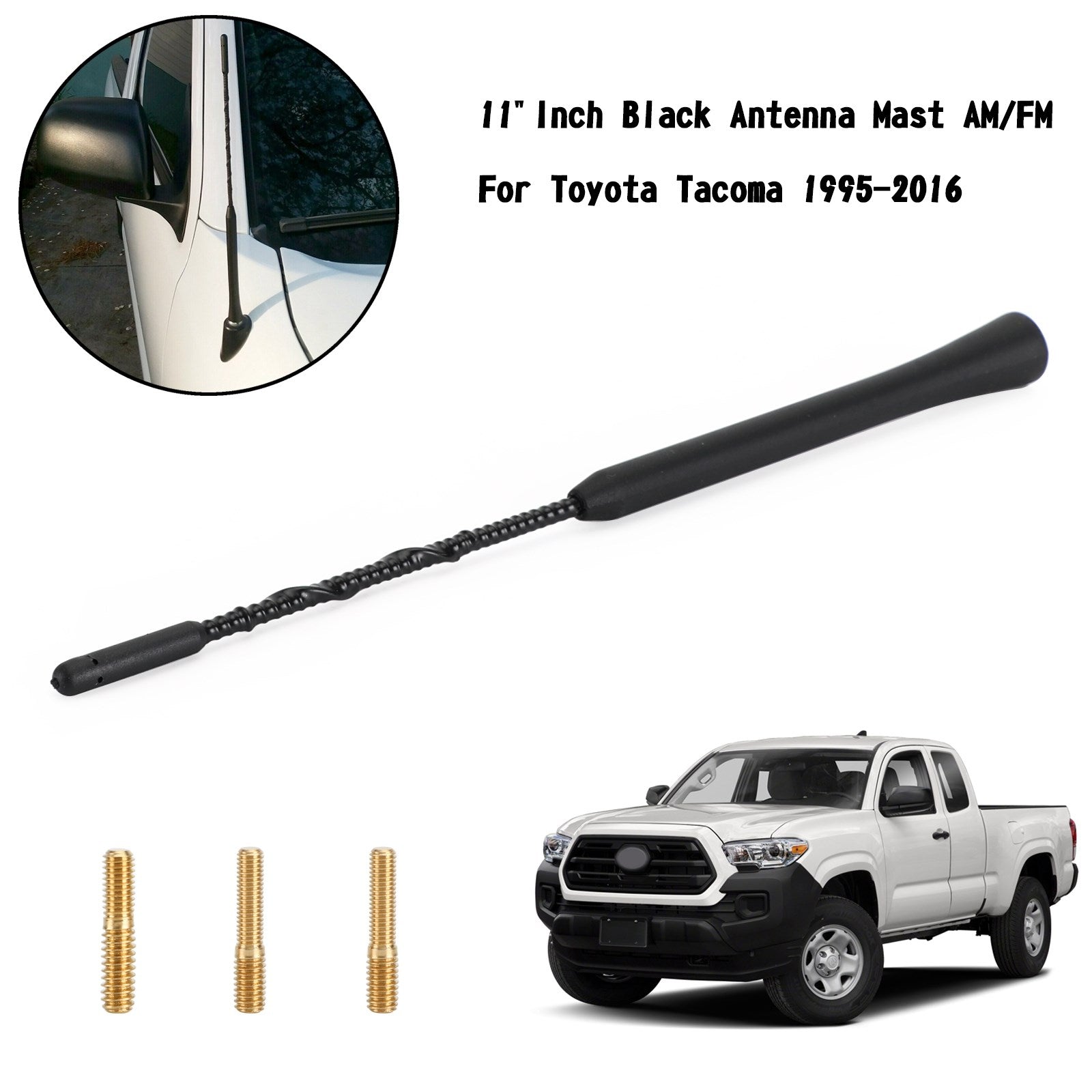 Toyota Tacoma 1995-2016 Mât d'antenne noir AM/FM 11" pouces