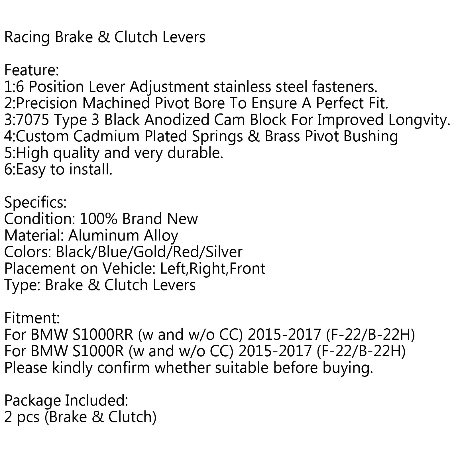 Kratka zavora in ročica sklopke za BMW S1000RR 15-2018 S1000R 15-18 (F-22/B-22H) generična