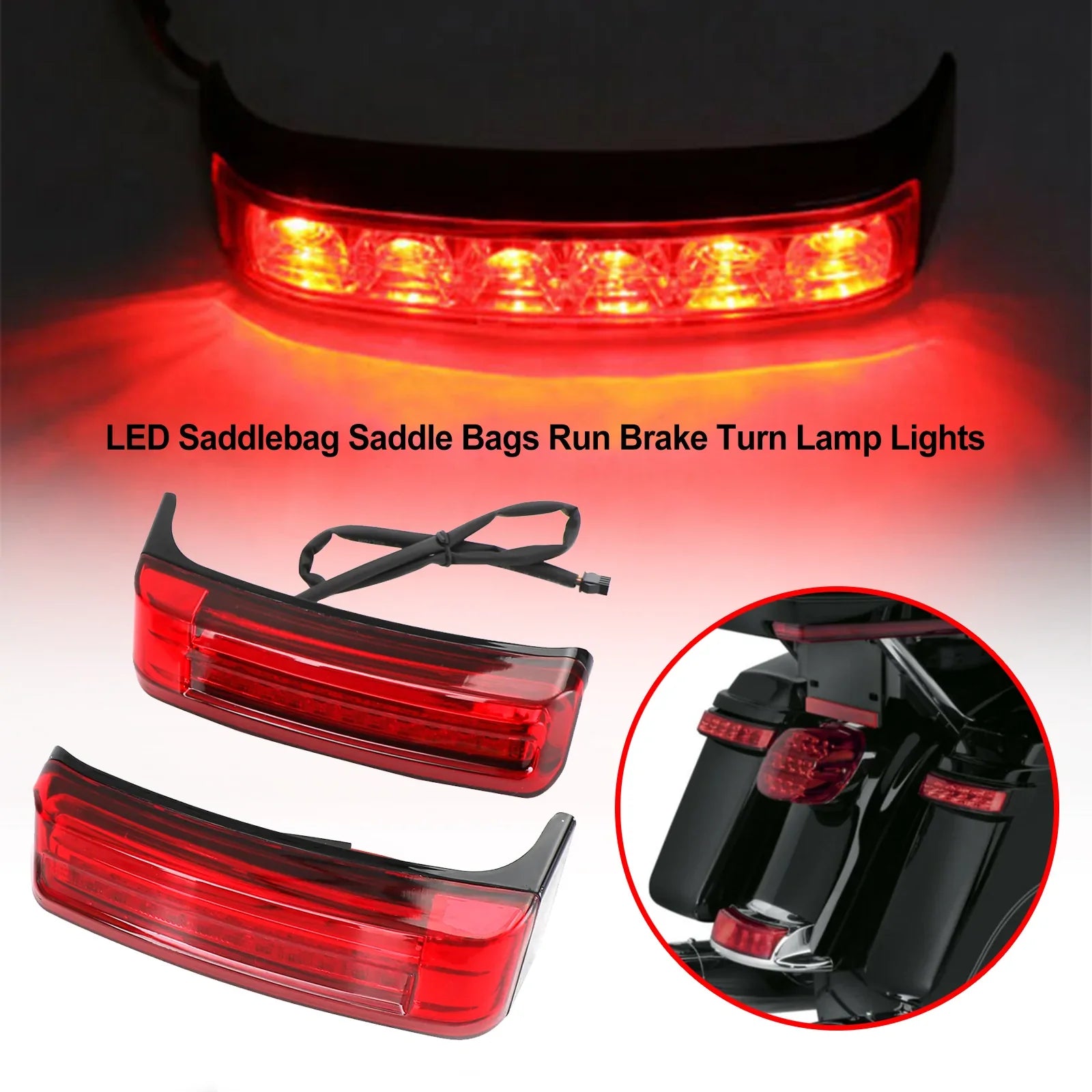 LED Saddle Bag Saddle Sacoches Run Frawer Luces de lámpara de giro para recorrer 2014-2021 Genérico