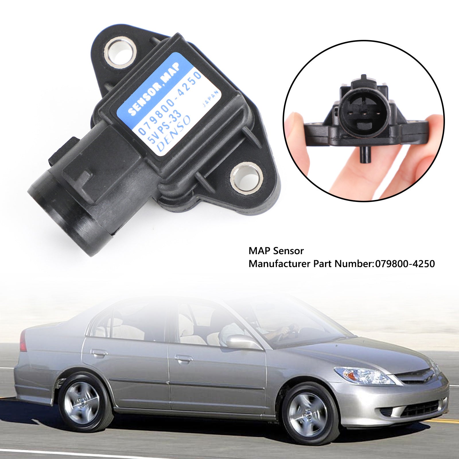 Inlaatluchtdruksensor MAP-sensor 079800-3000 voor generieke Honda Civic Accord