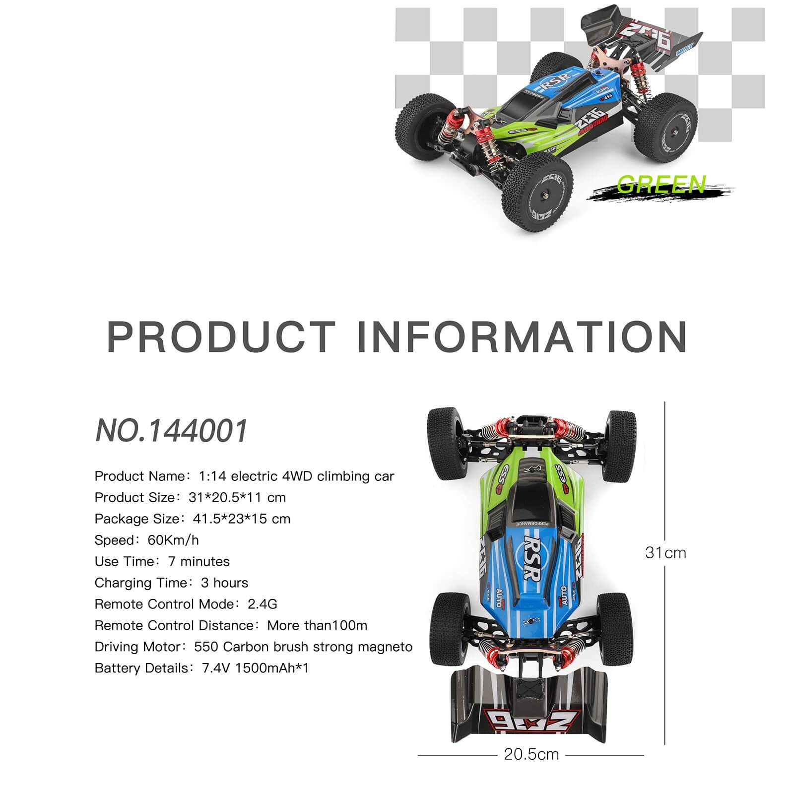 RC RTR CAR 2,4 GHz 60 km/h High -peed Drift Car Wltoys 144001