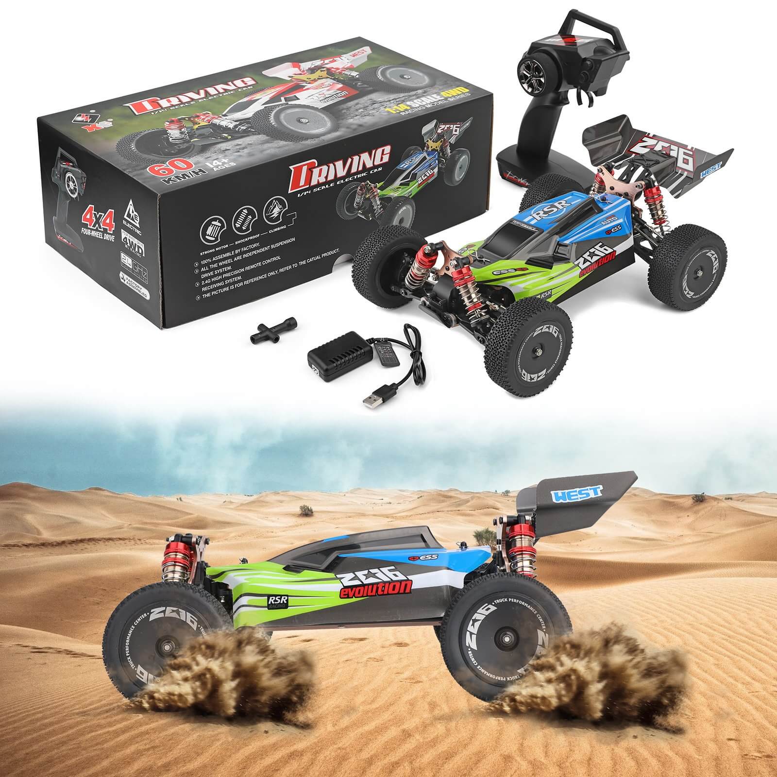 RC RTR CAR 2,4 GHz 60 km/h High -peed Drift Car Wltoys 144001