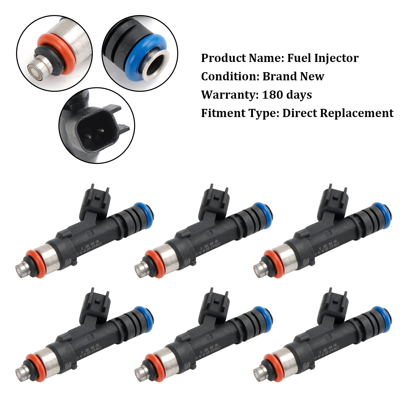 Injektor za gorivo 0280158119, 6 kosov, za Jeep, Dodge Wrangler, Chrysler, 3,3 L