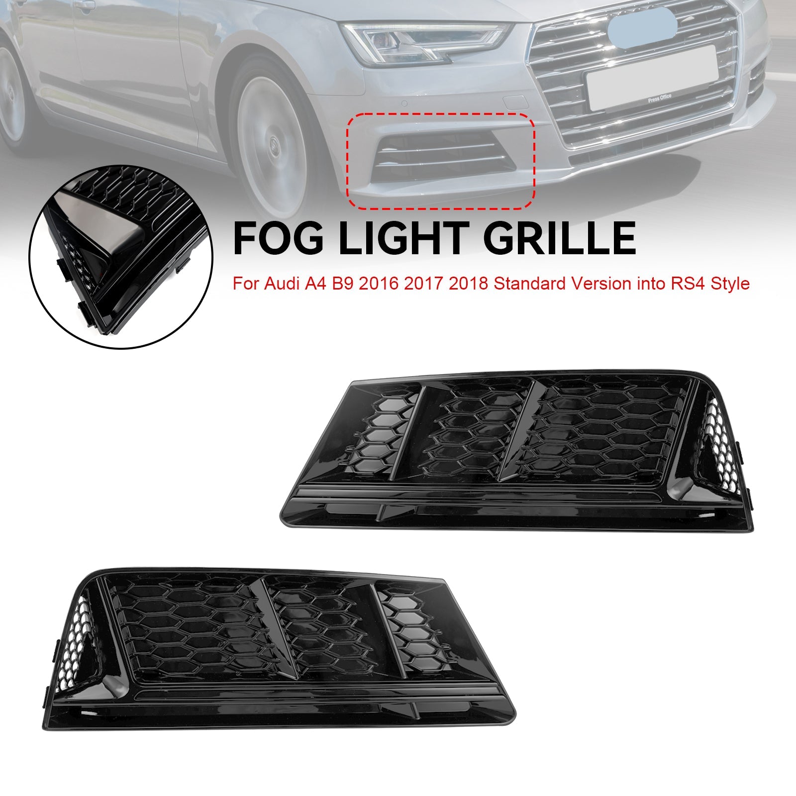 AUDI A4 B9 2016-2018 Mistlamprooster vooraan Chromen onderste bumpergrille