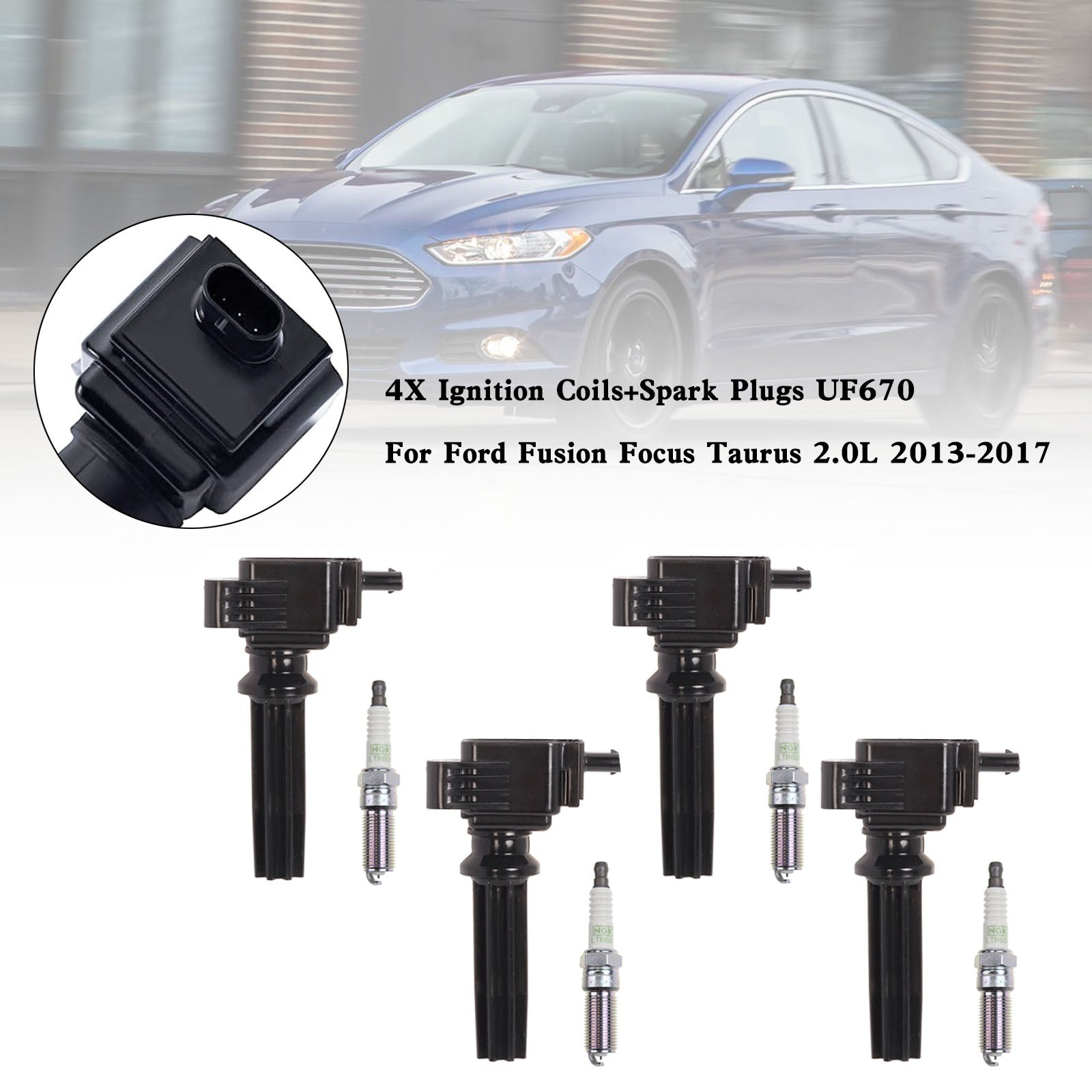 2013-2016 Ford Mkzhigh Hybrid Sedan 4x Igtion Coils + UF670 Sveče za vžig