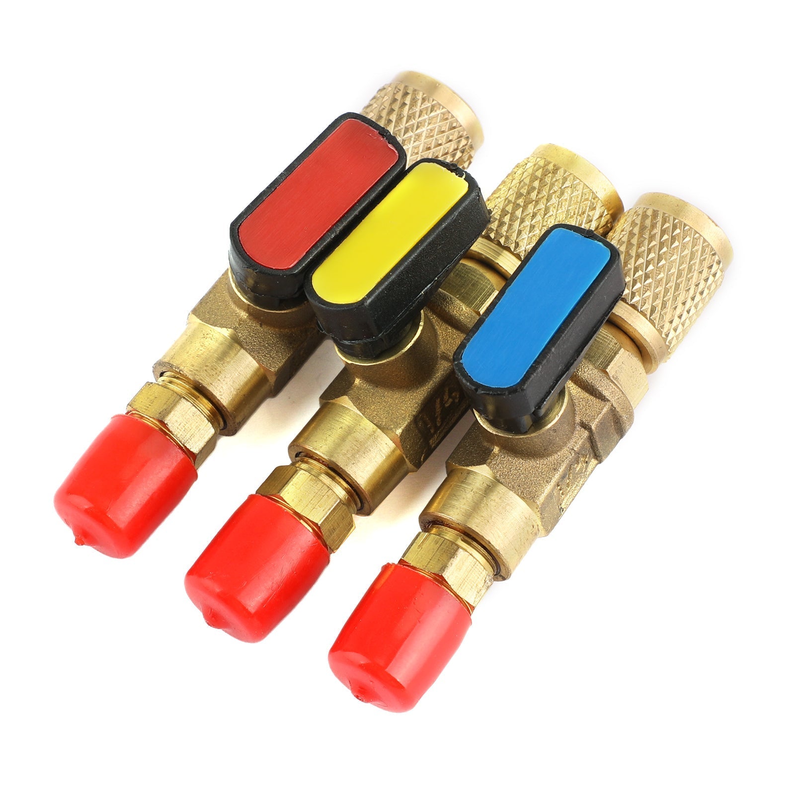 Areyourshop 3pc HVAC A/C adaptateur de vanne à bille d'arrêt droit pour R134a R22 R12 R410a 1/4"