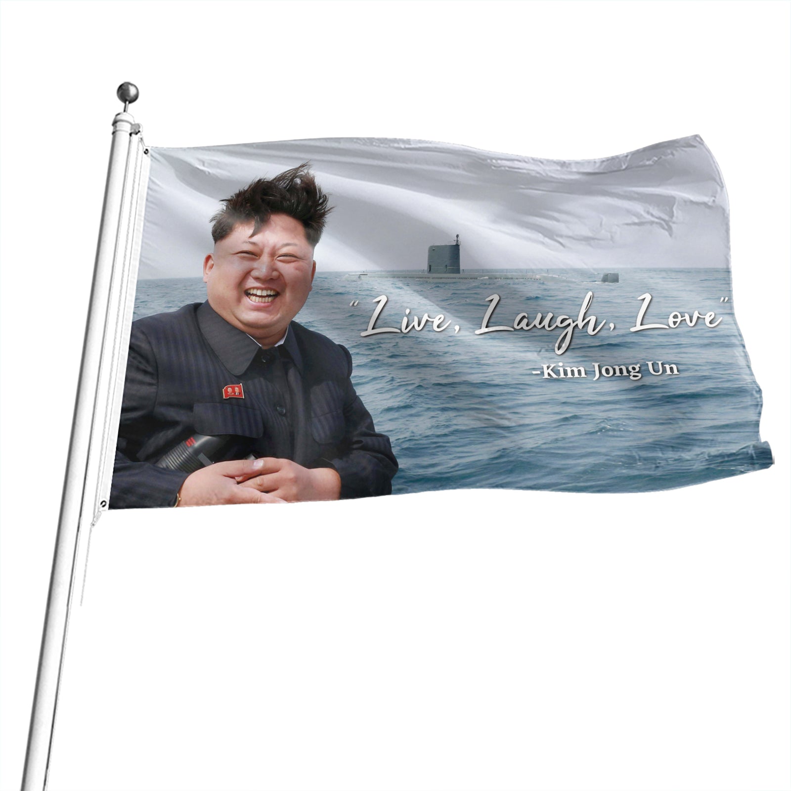 Kim Jong Un Live Laugh Love Bannière Drapeau 0,9 x 1,5 m Drapeau de jardin