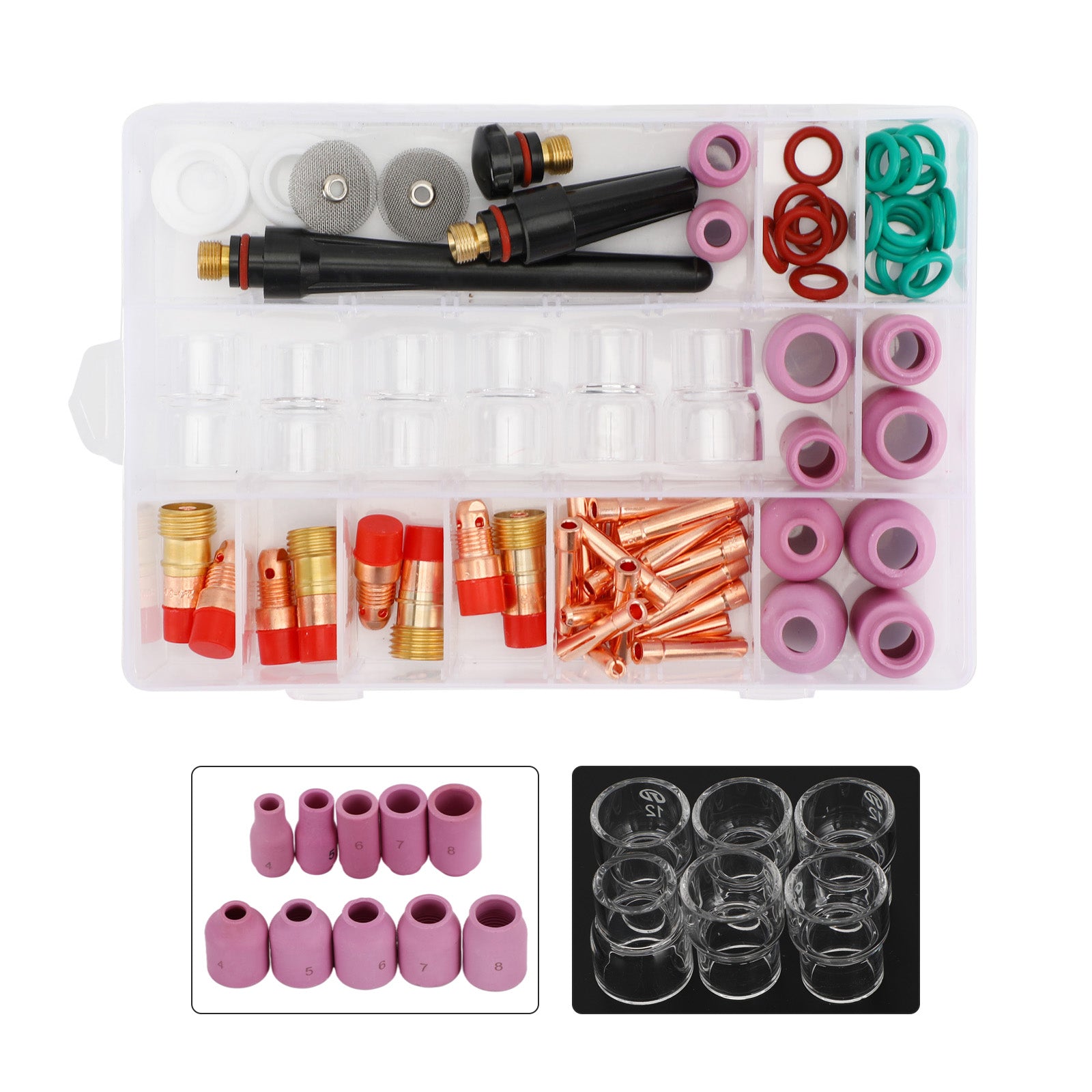 71 szt. Palnik do spawania TIG Stubby soczewka gazowa #12 Zestaw szklanek Pyrex do WP-17/18/26