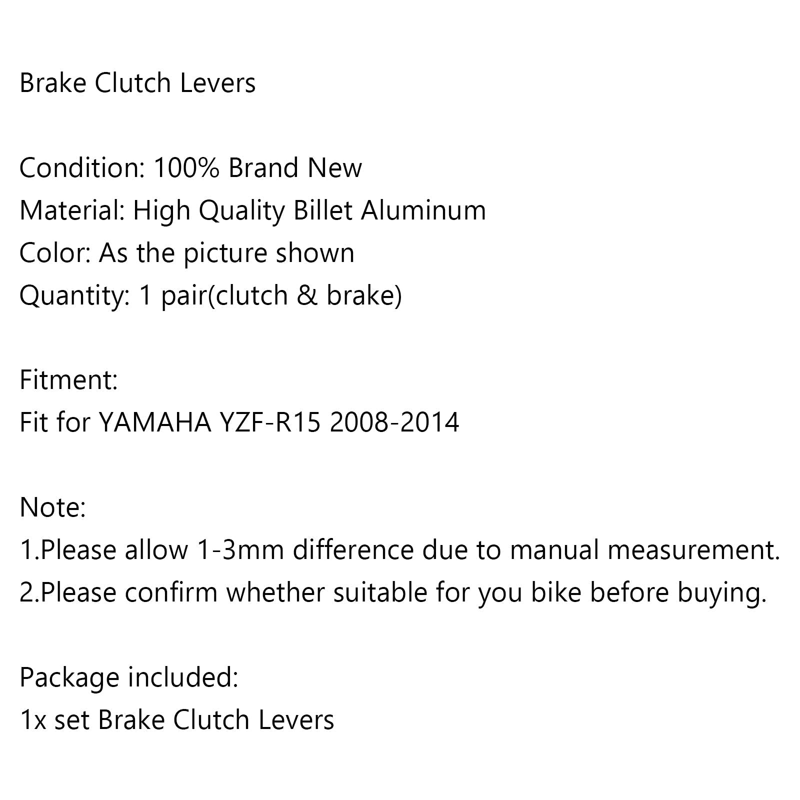 Leve della frizione freno per Yamaha YZF-R15 2008-2014 Silver generico