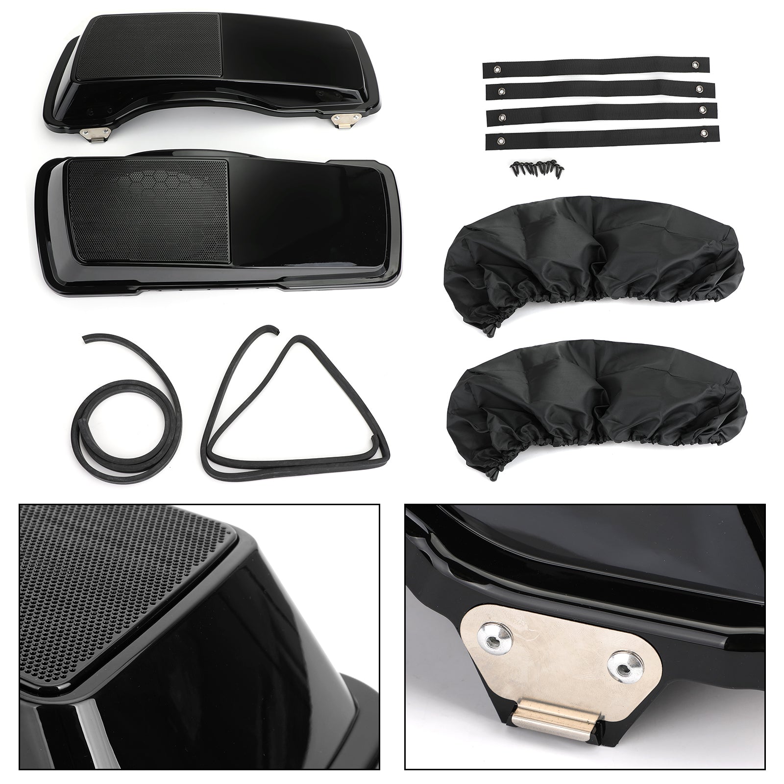 Nuovi copri altoparlanti per borse laterali da 6" x 9" adatti per borse laterali Touring Electra Glide generiche 93-13