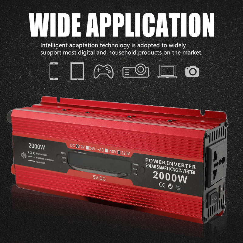 Convertitore di alimentazione per auto Convertitore DC 12V a AC 220V Trasformatore LCD Display LED 2000W