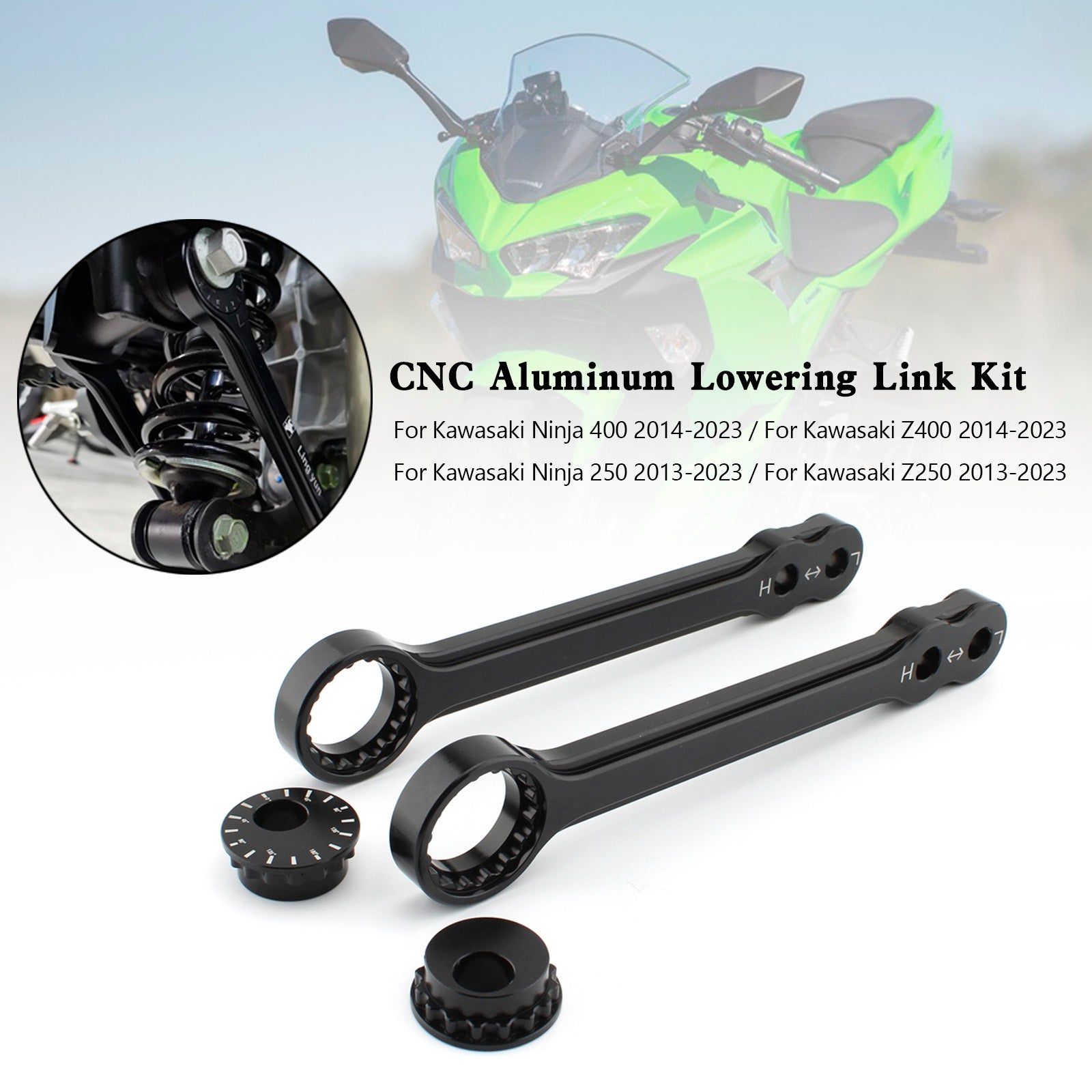 Kawasaki Ninja 400 250 Z400 Z250 13-23 Kit de lien 'abaissement en aluminium CNC 40mm