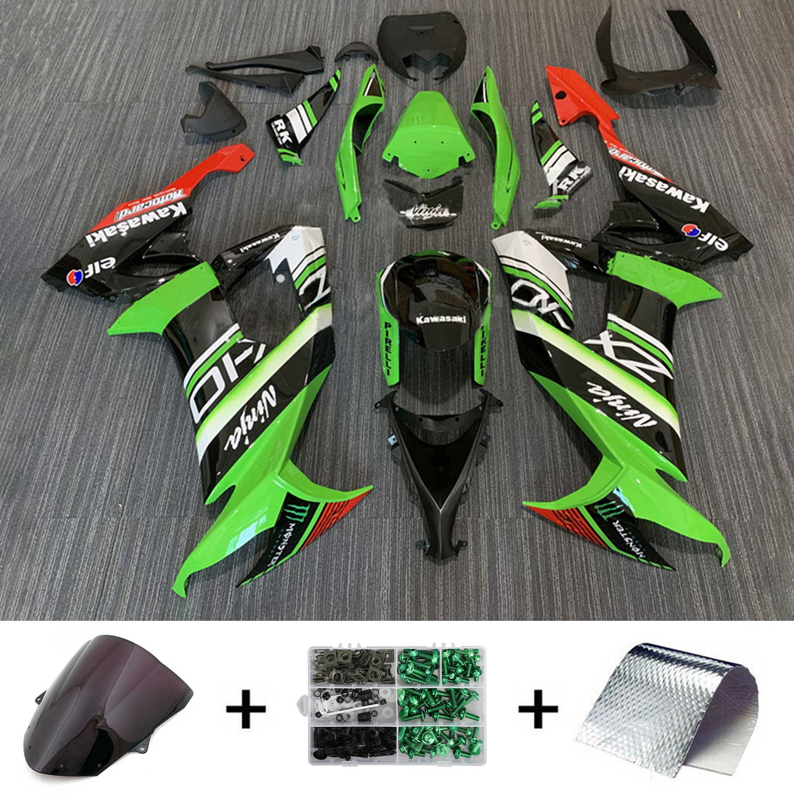 AMOTOPART KAWASAKI ZX10R 2008-2010 KIT SQUARE PLASTIC ABS
