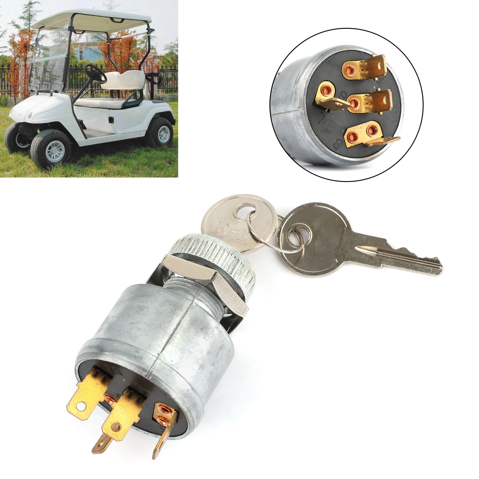 Ključno stikalo za voziček EZGO - 4 zatiči s tovarniško razsvetljavo 81+ plin in elektriko 33639G01