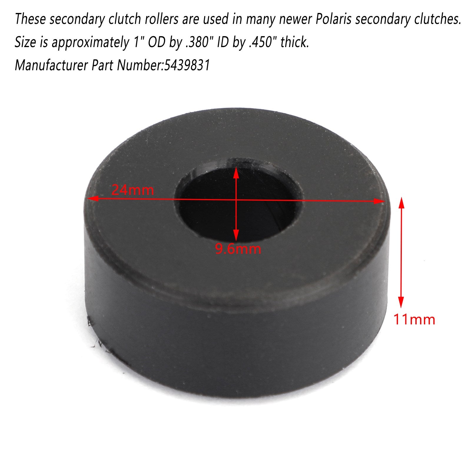 Polaris RZR Ranger ACE 570 900 2013-2019 Ranger ACE 570 900 5439831 Paire de rouleaux d'embrayage secondaire