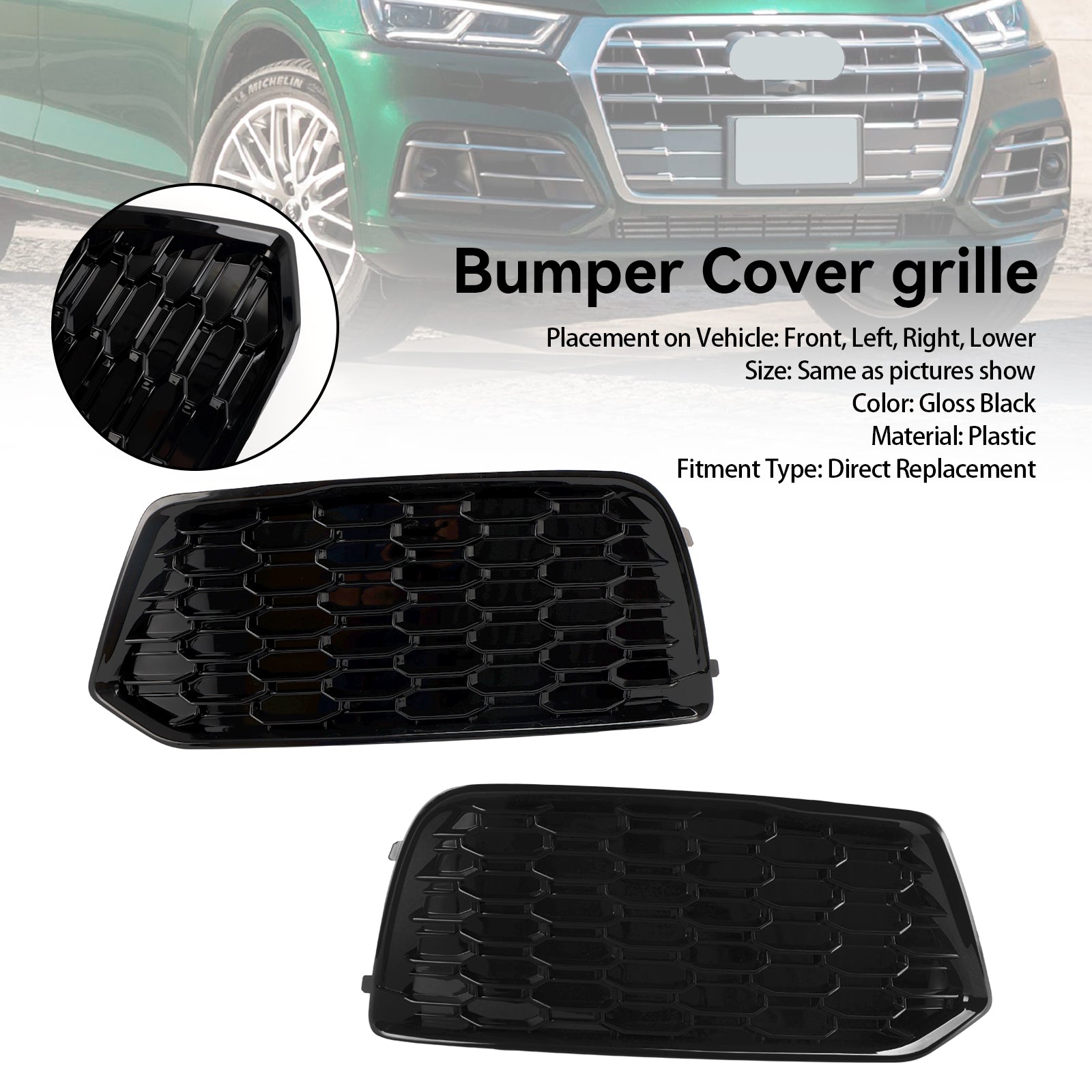 Audi Q5 2018-2022 Siatka 2 szt. Osłona przedniego zderzaka Grill Wkładka osłony grilla