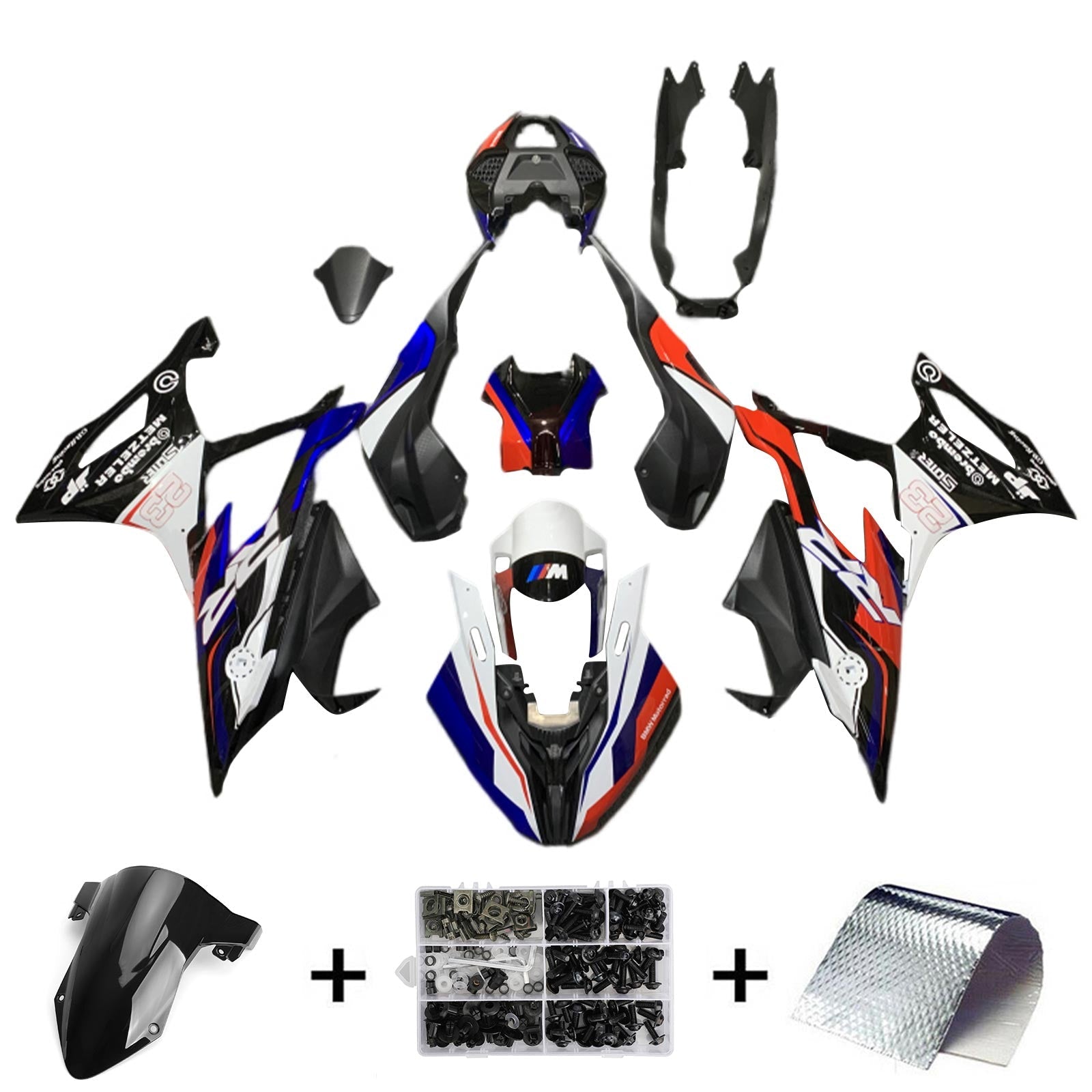 Amotopart BMW M1000RR S1000RR 2019-2022 Kuipset Carrosserie ABS Kunststof