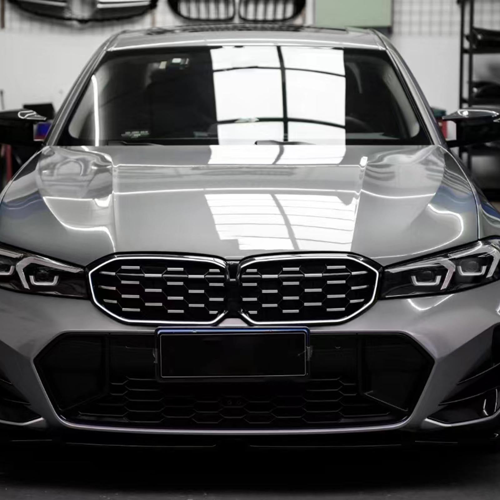 BMW 3 Serie G20 G28 2023-2024 Diamond Black Silver Grille Mesh