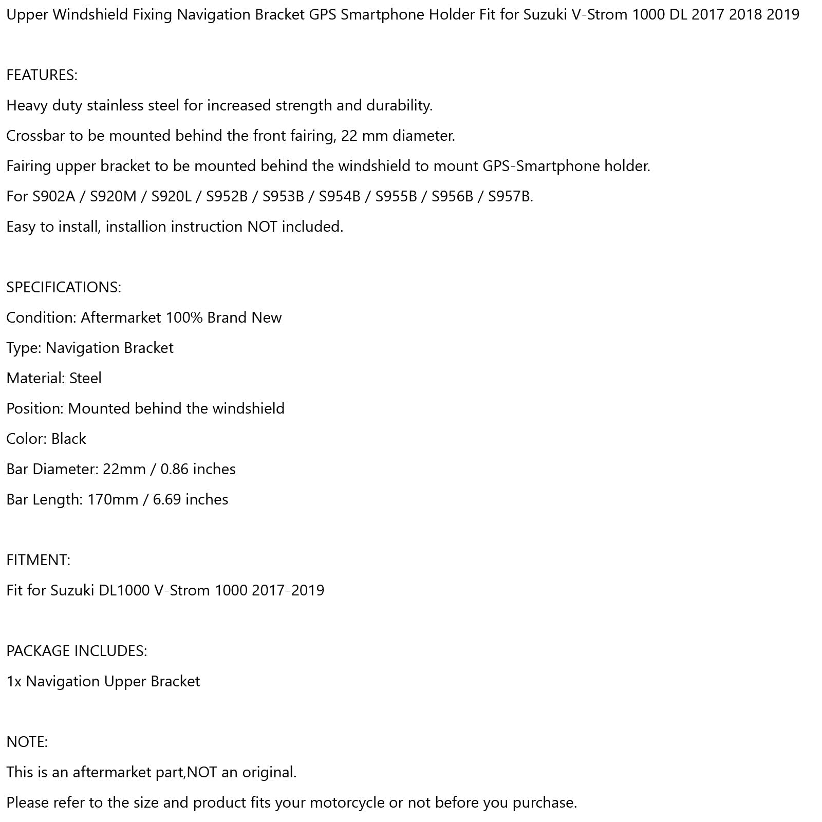 Areyourshop GPS-puhelimen pidike Suzuki V-Strom 1000/XT DL1000 2017-2019