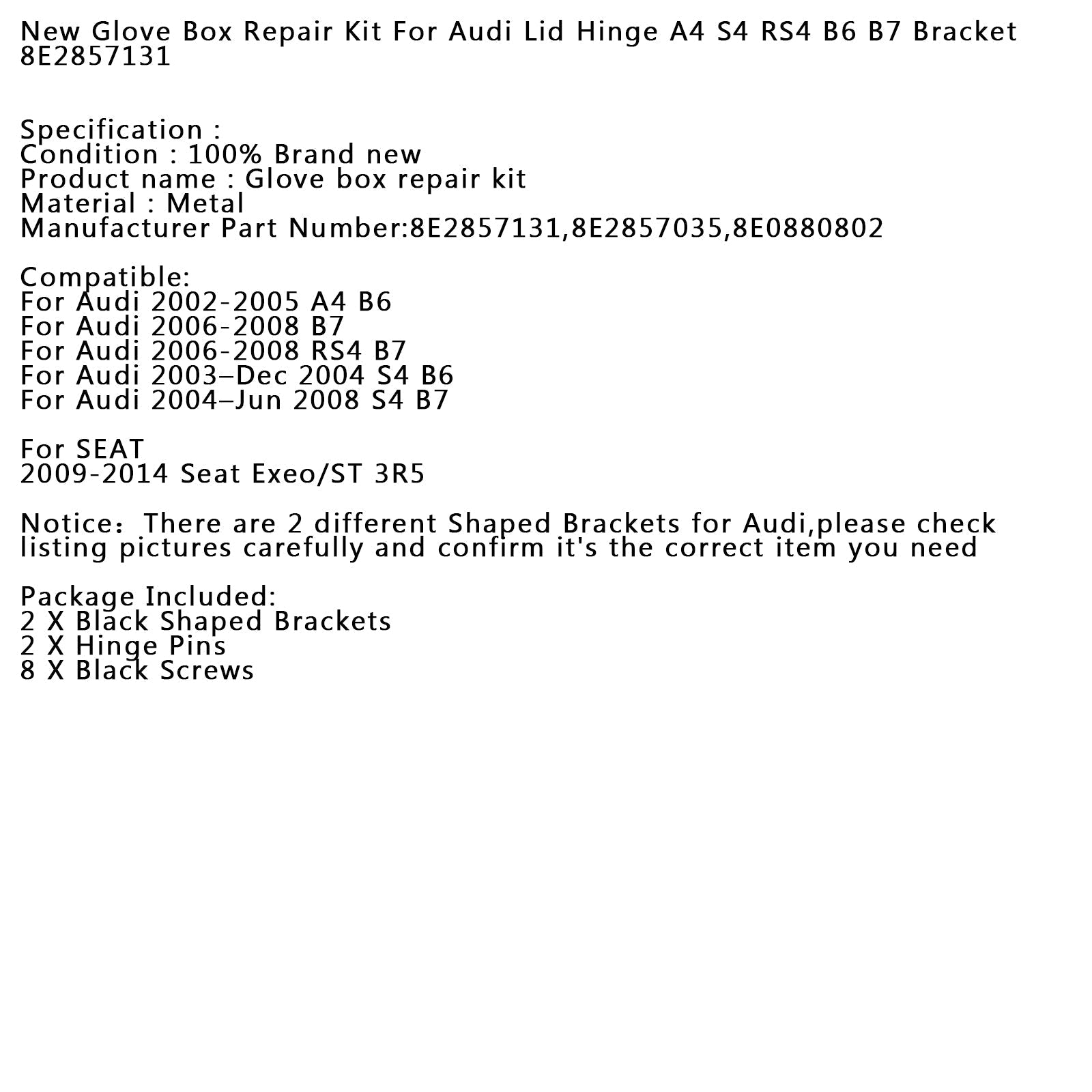 Nowy zestaw do naprawy rękawiczki do Audi A4 S4 RS4 B6 B6 B7 Pokrywa 8E2857131 Generic