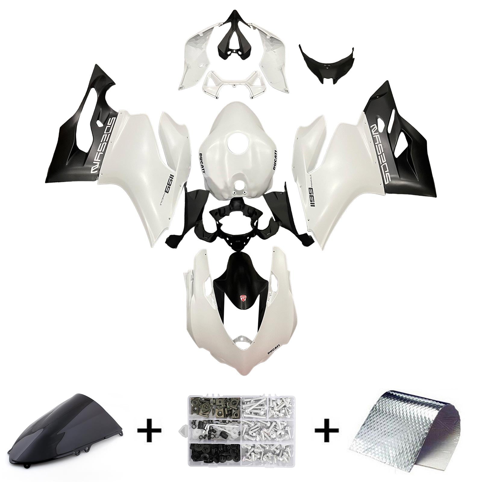 Amotopart Ducati 1199 899 2012-2015 Kit Carénage Carrosserie Plastique ABS