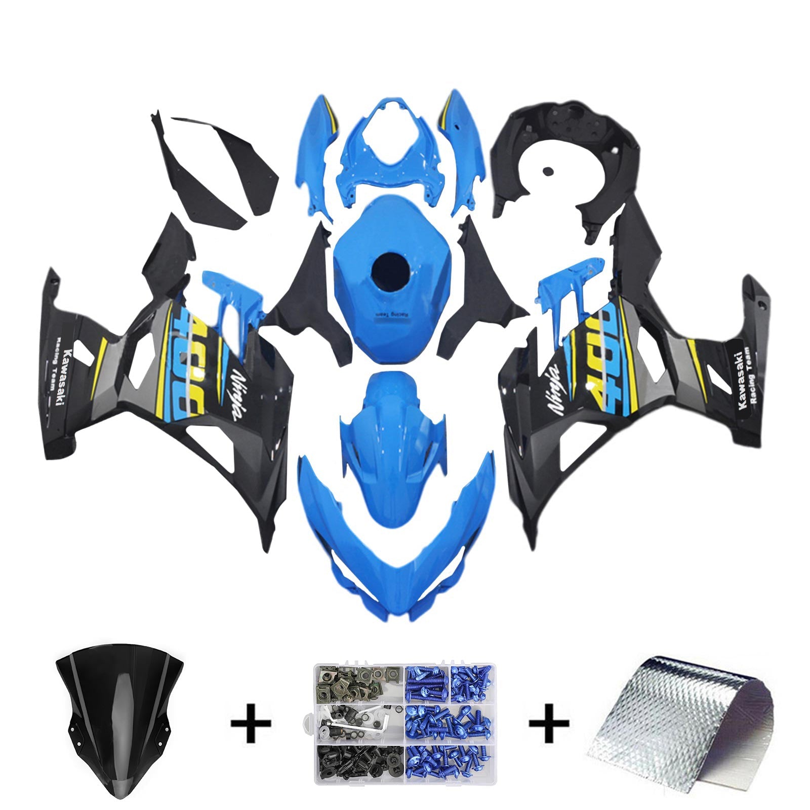 Amotopart kawasaki ex400 ninja400 2018-2023 komplet poštenosti corrier plastični abs