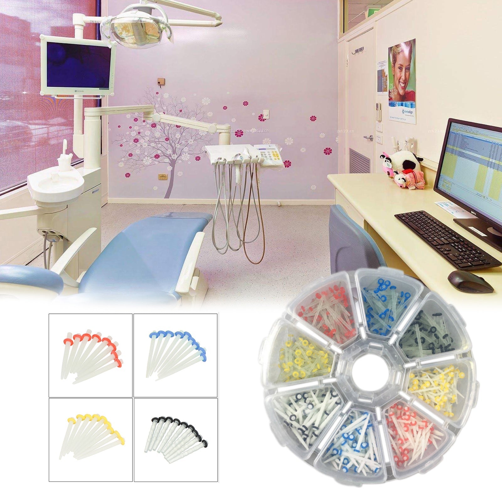 200 piezas de poste de fibra de cuarzo de vidrio Dental para restauración de dientes 1,0 1,2 1,4 1,6mm