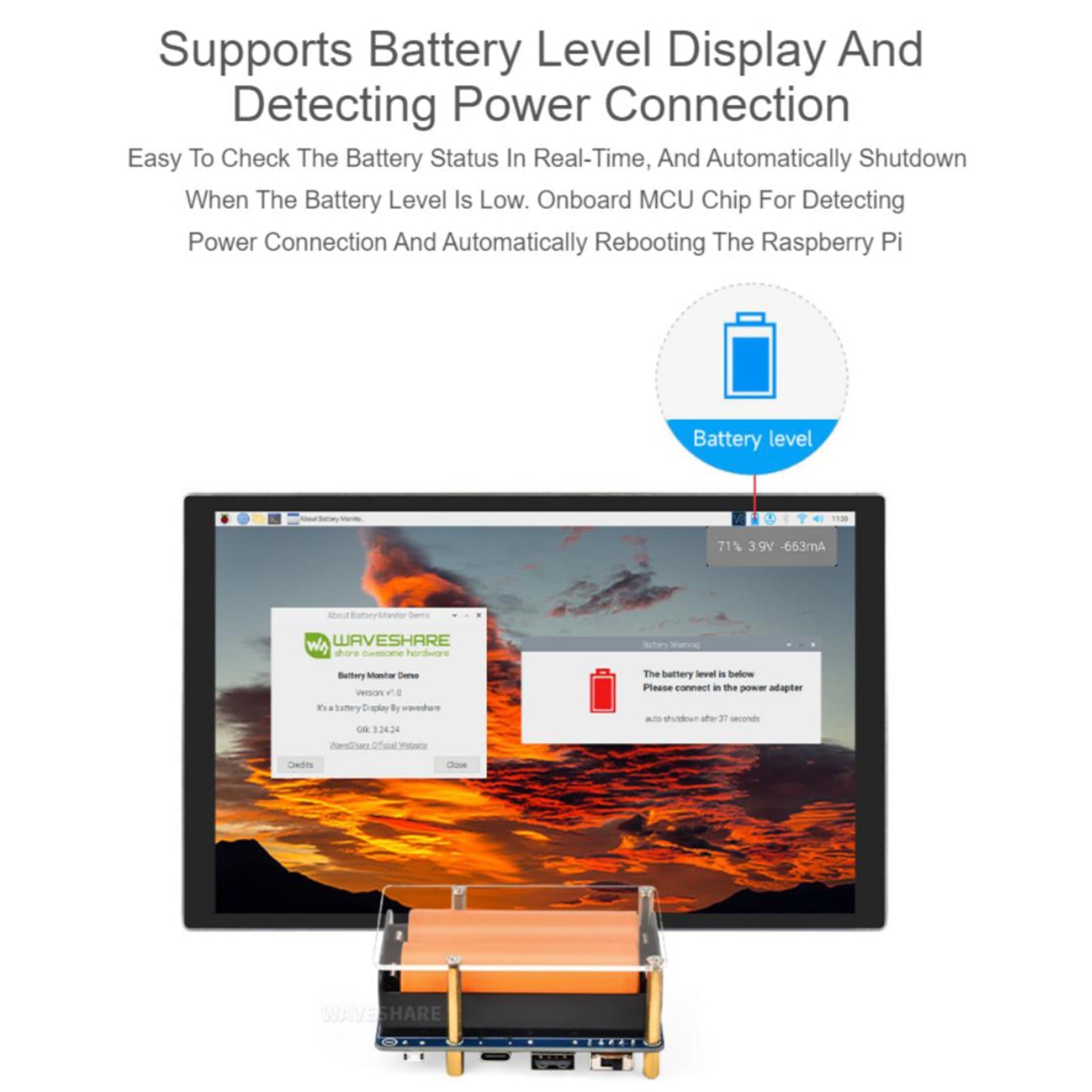 UPS KOT KIT (D) za močni modul brez prekinitve Raspberry Pi 5 V