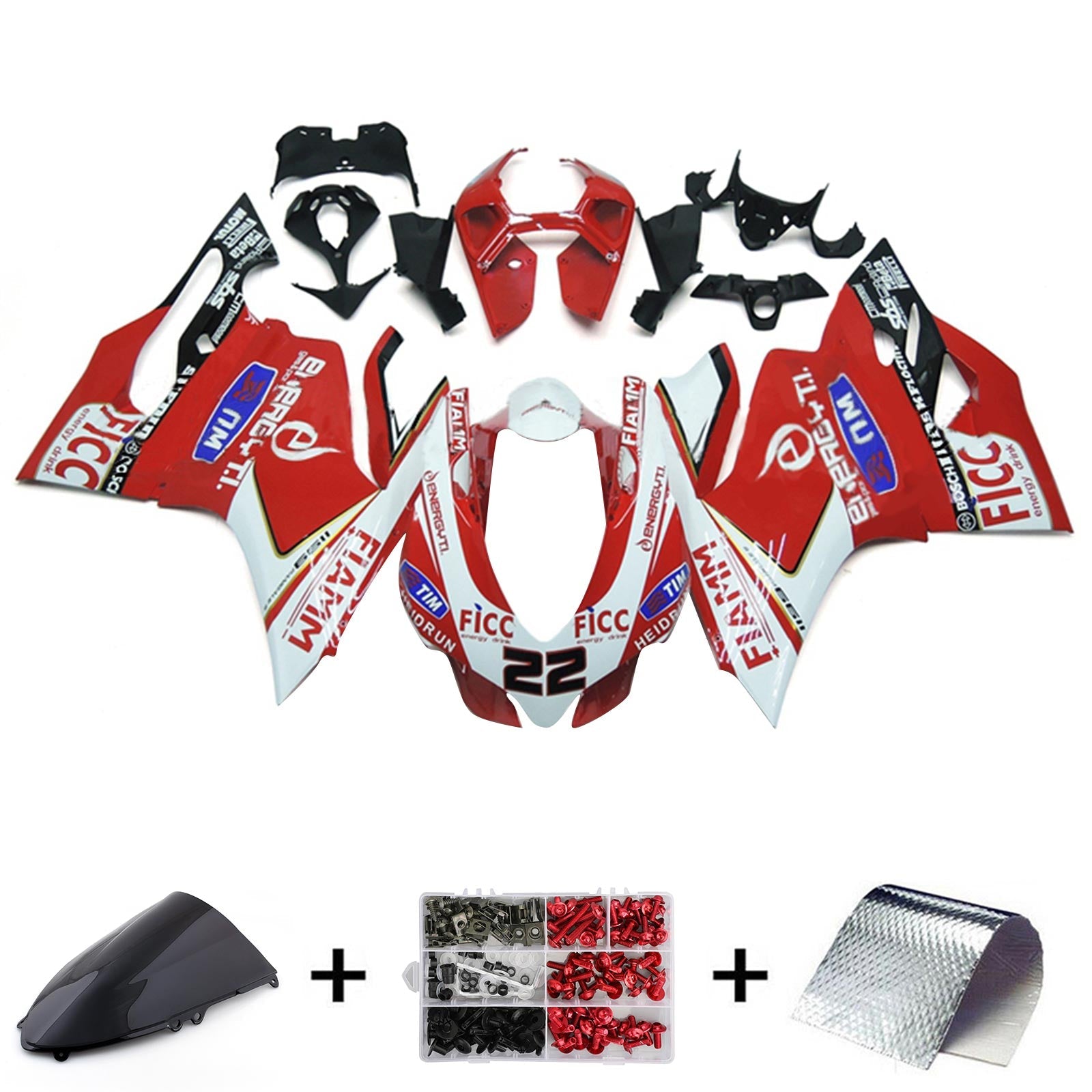 Amotopart Ducati 1199 899 2012-2015 Kit Carénage Carrosserie Plastique ABS