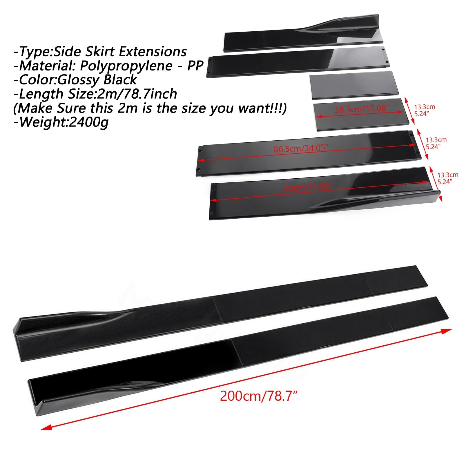 78.7 '' Univerzalna stranska krila rocker Panel Splitters Polipropilen generično