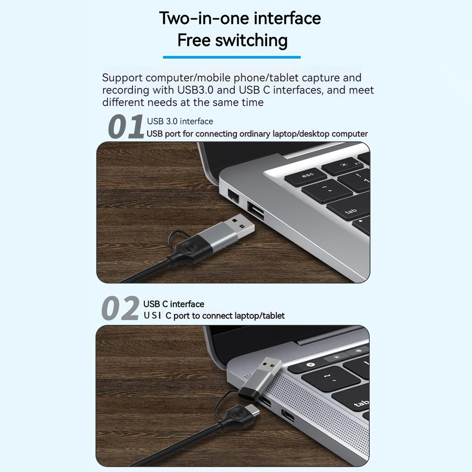 Scheda di acquisizione video da HDTV 4K ad alta definizione a USB 3.0/tipo C, streaming live di giochi