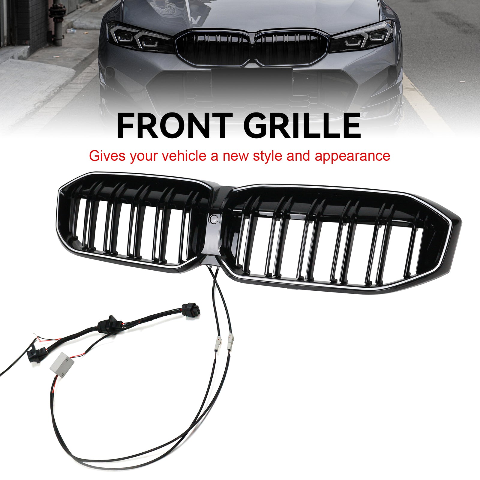 Griglia anteriore nera a doppia linea BMW Serie 3 G20 G28 2023-2024