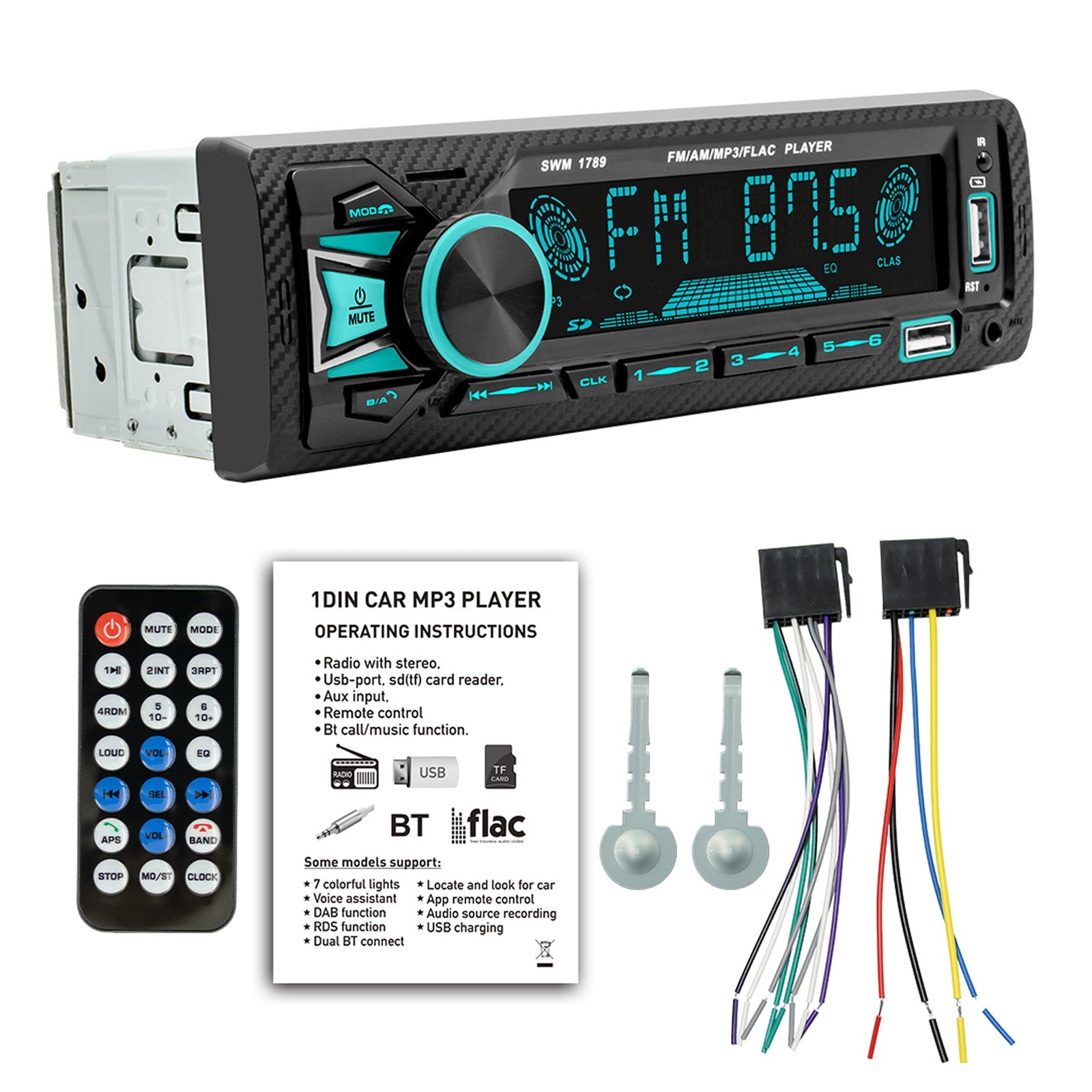 AI Controllo vocale Bluetooth Stereo Radio FM Auto Lettore MP3 Scheda U Disk Autoradio