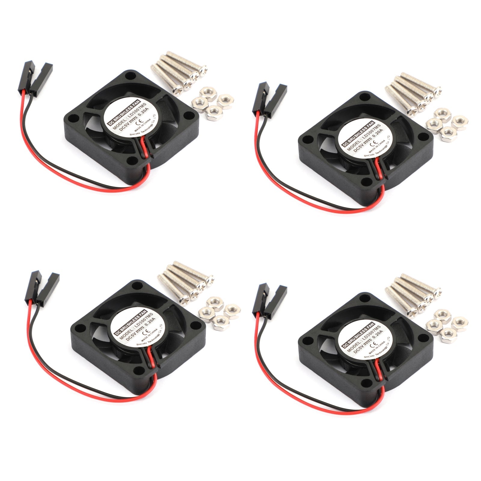 4x 2 broches 30MMx30MM 3007 5V ventilateur de refroidissement rayonnant pour Raspberry Pi 2/3 modèle B 4B