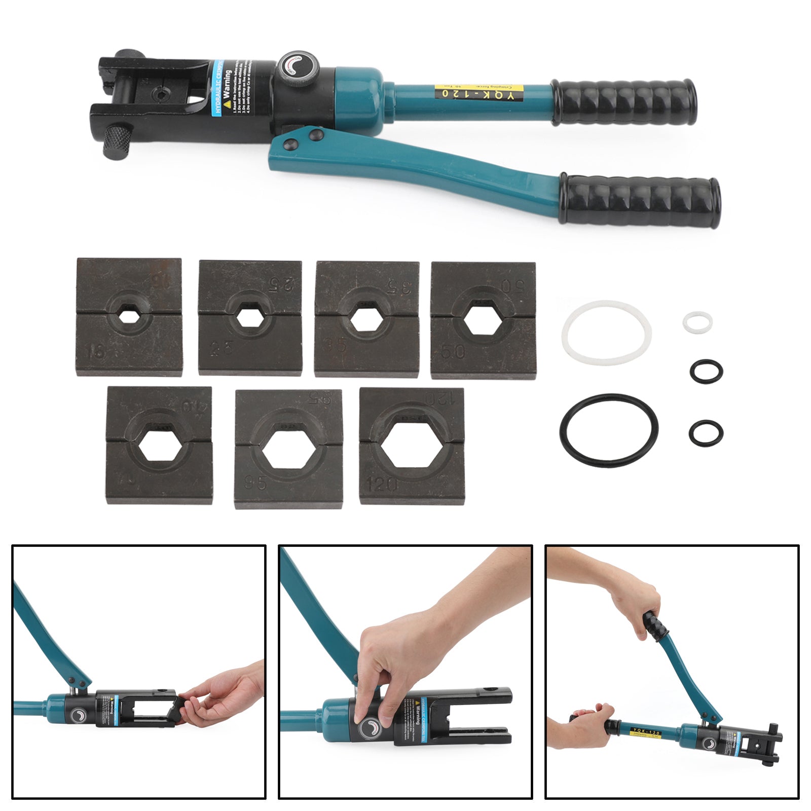 Pince à sertir de borne de cosse de câble de batterie de fil hydraulique amélioré 10T et 8 matrices noires